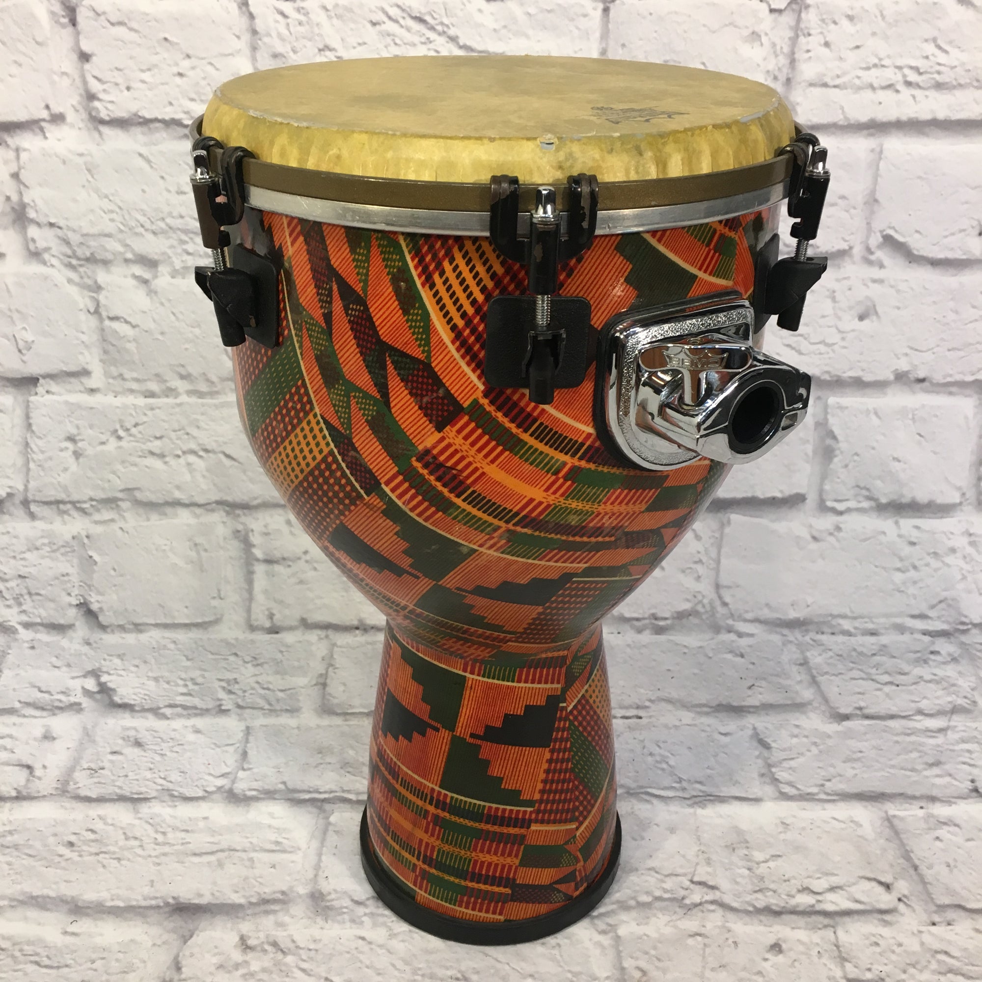 Remo Mondo Designer Kinte Cloth Djembe