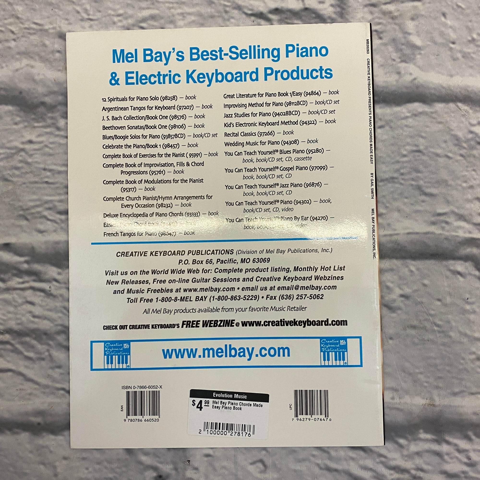 Mel Bay Piano Chords Made Easy Piano Book