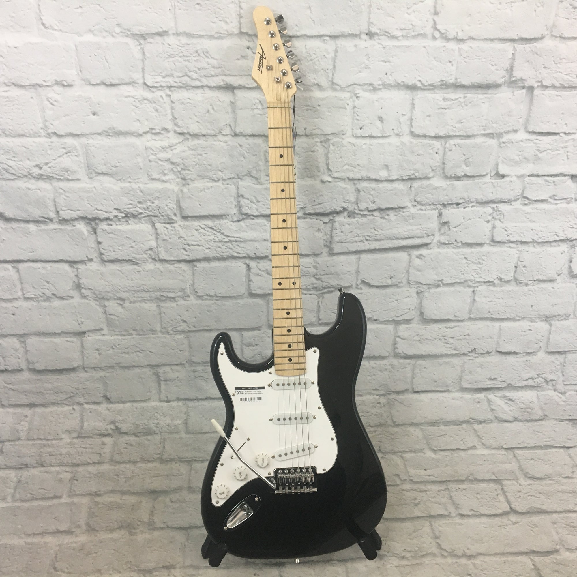 Austin AST100 Lefty Electric Guitar in Black