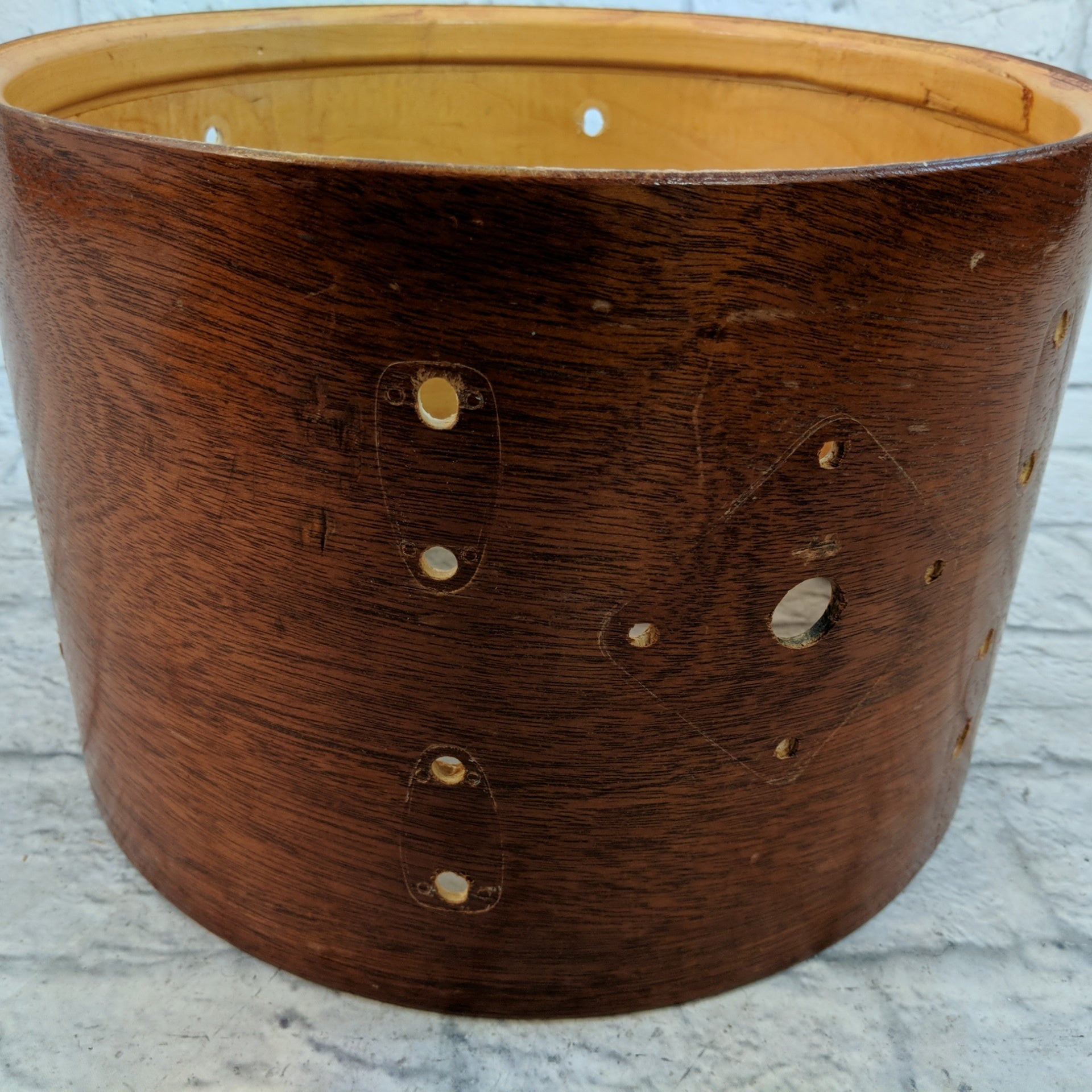 Slingerland Vintage 70s Ribbon Mahogany Veneer 3ply Clear Maple Interior 9x13 Rack Tom Shell