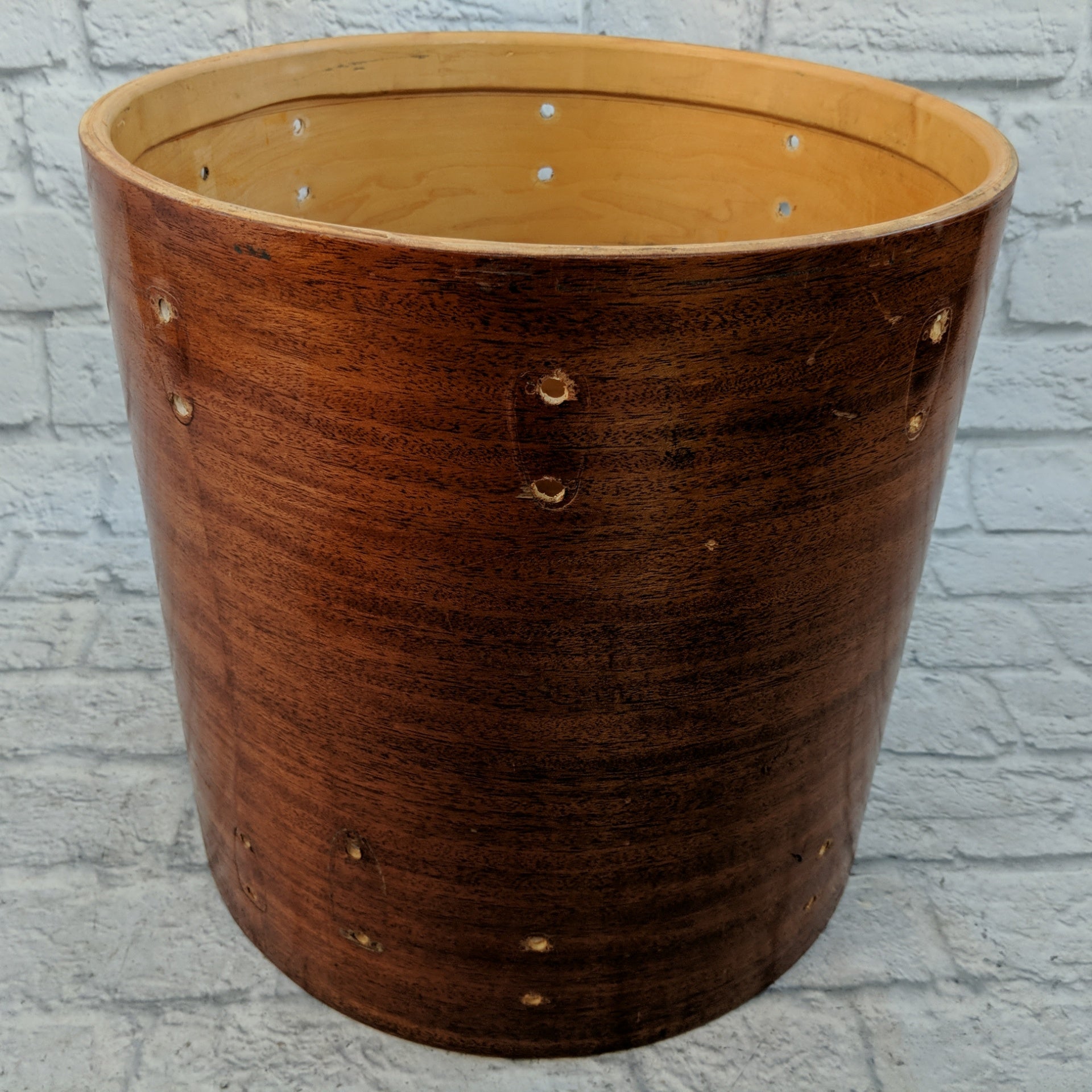 Slingerland Vintage 70s Ribbon Mahogany Veneer 3ply Clear Maple Interior 16x16 Floor Tom Shell