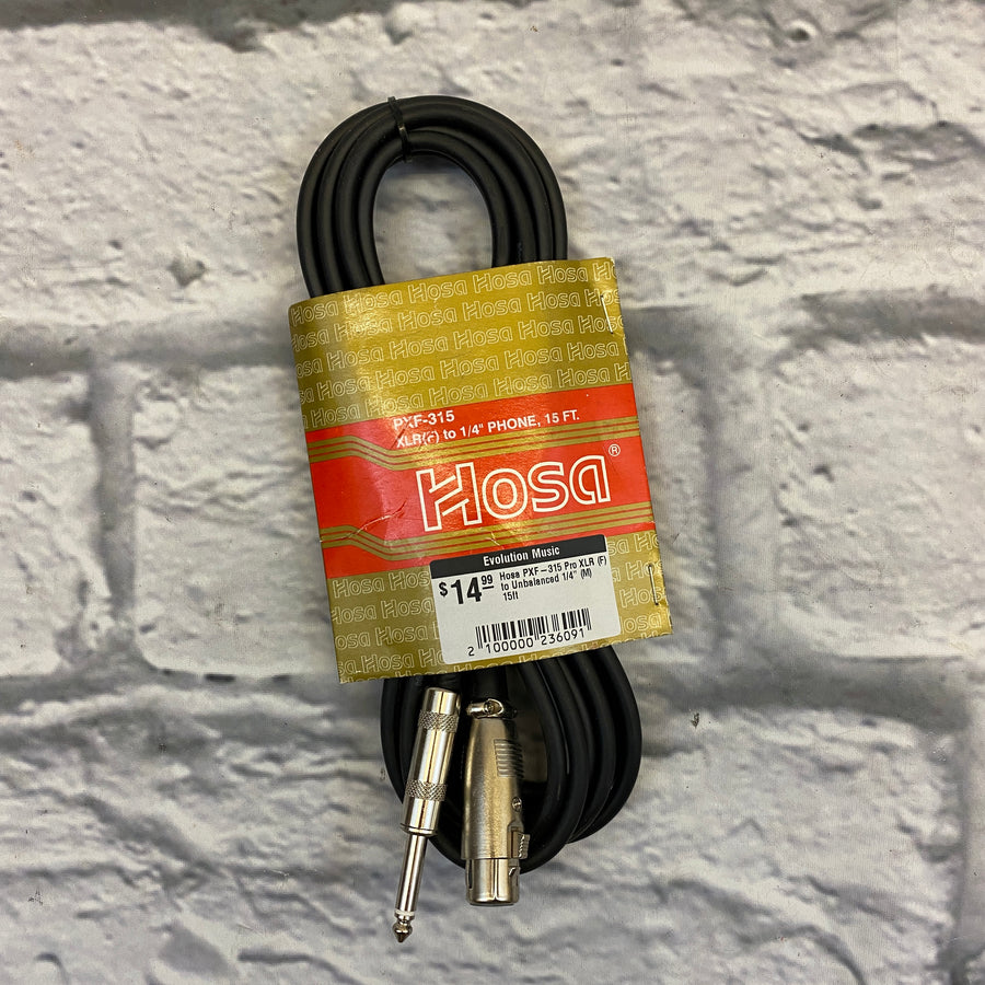 Hosa PXF-315 Pro XLR (F) to Unbalanced 1/4" (M) 15ft