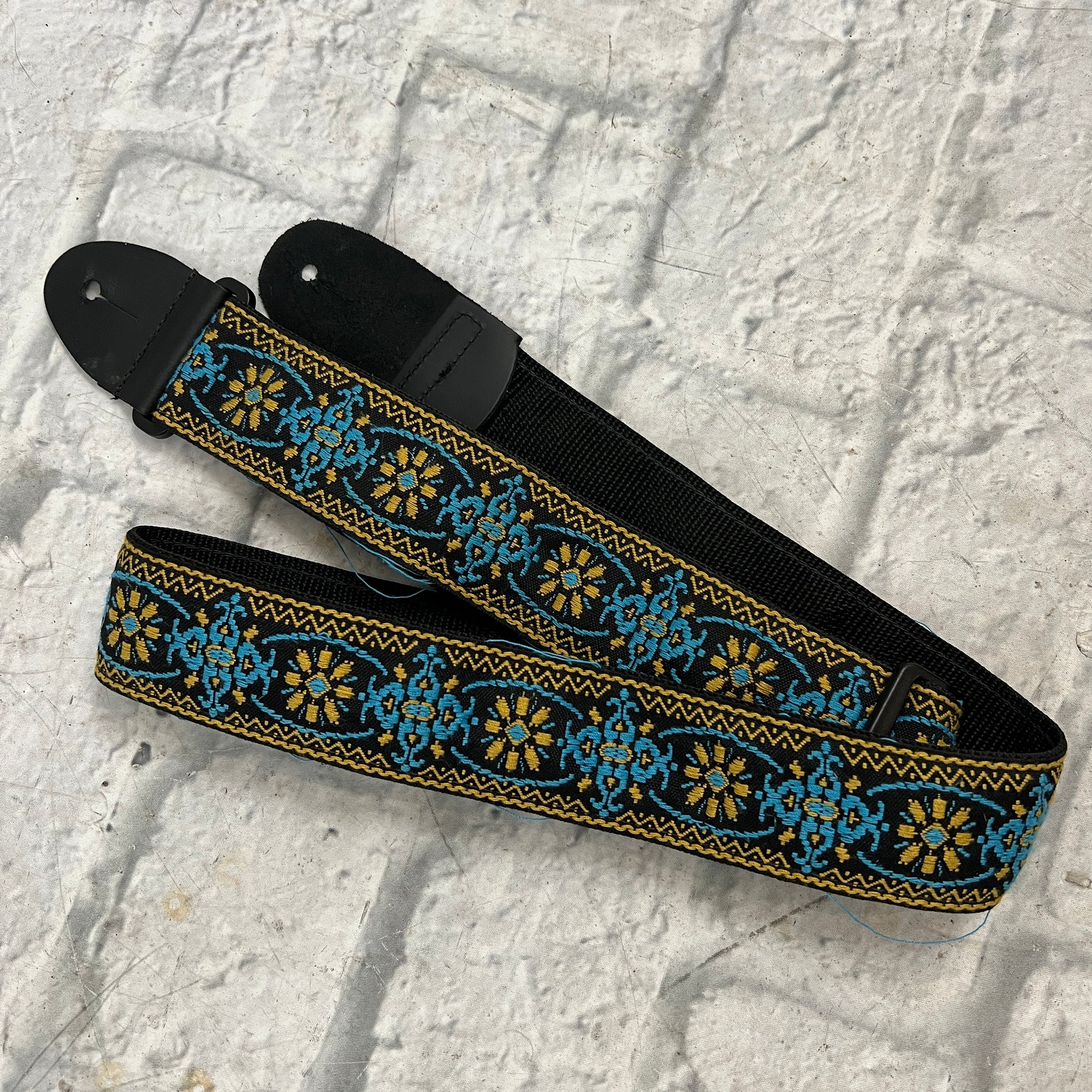 LM Products Blue-and-Yellow Embroidered Guitar Strap