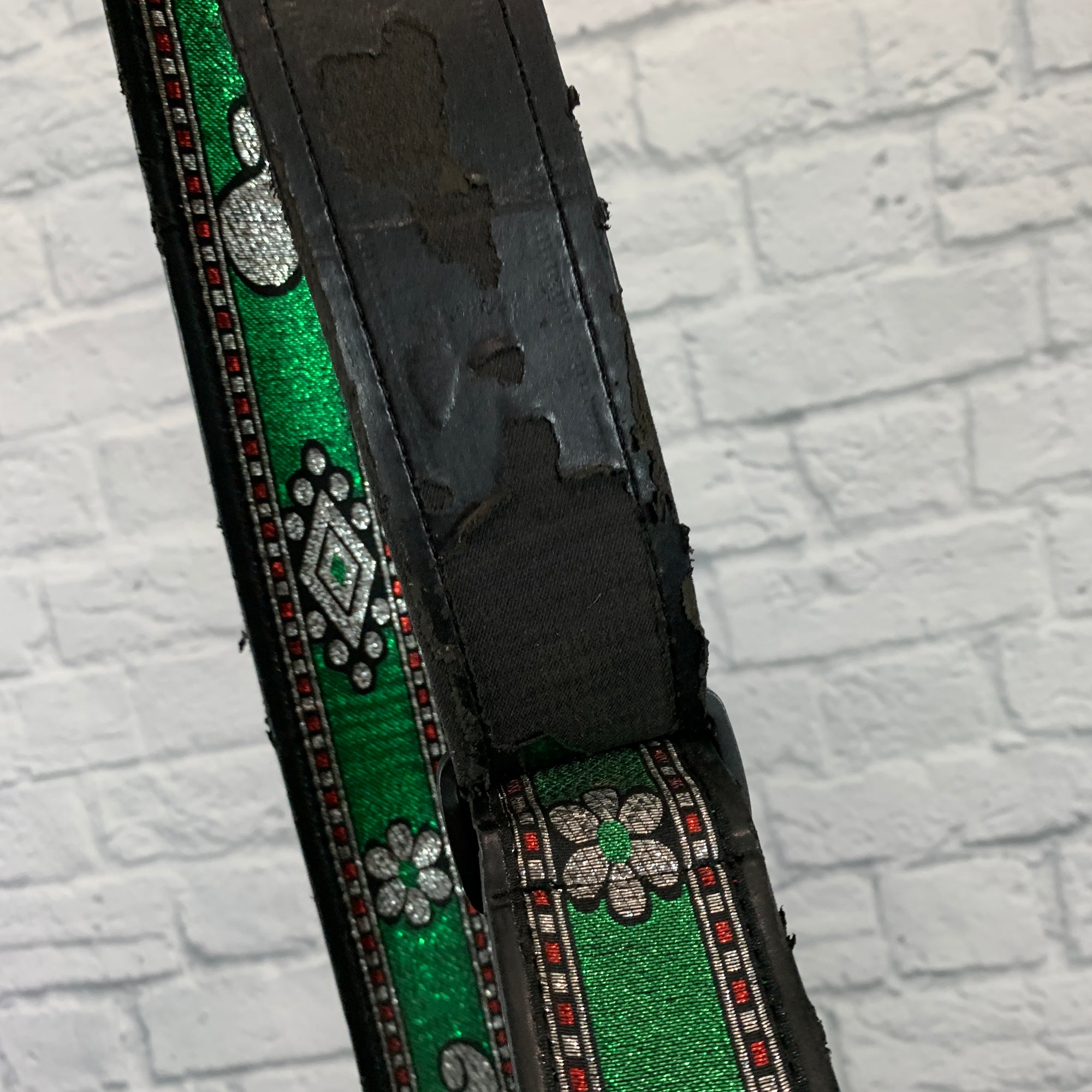 City Limits Green / Red / Silver Glitter Guitar Strap