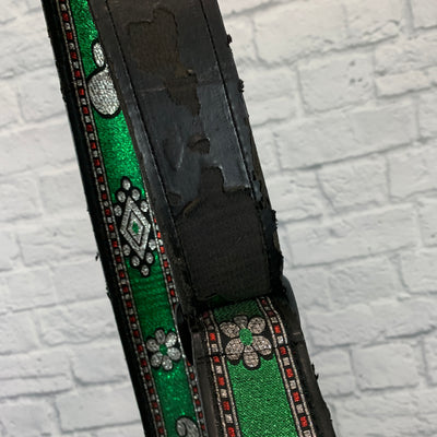 City Limits Green / Red / Silver Glitter Guitar Strap
