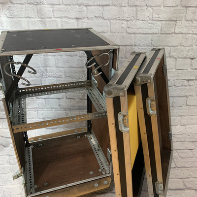 Unknown 18 Unit Rolling Rack Case w/ Amplifier Rack