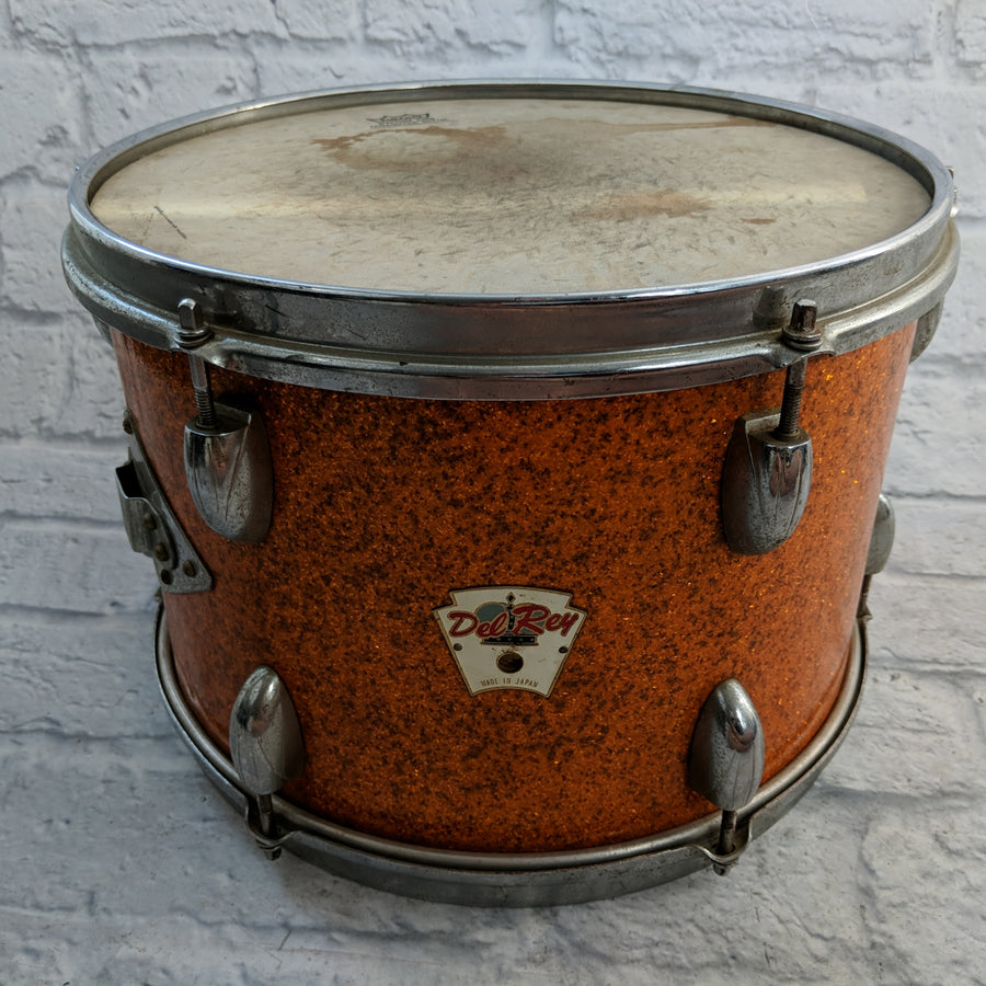 Vintage 1960s Del Rey Gold Sparkle 13x9 Tom Drum Made in Japan