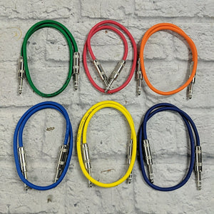GLS Audio 1/4" TRS to 1/4" TRS Patch Snake Cables - 2ft Colors - 6 Pack