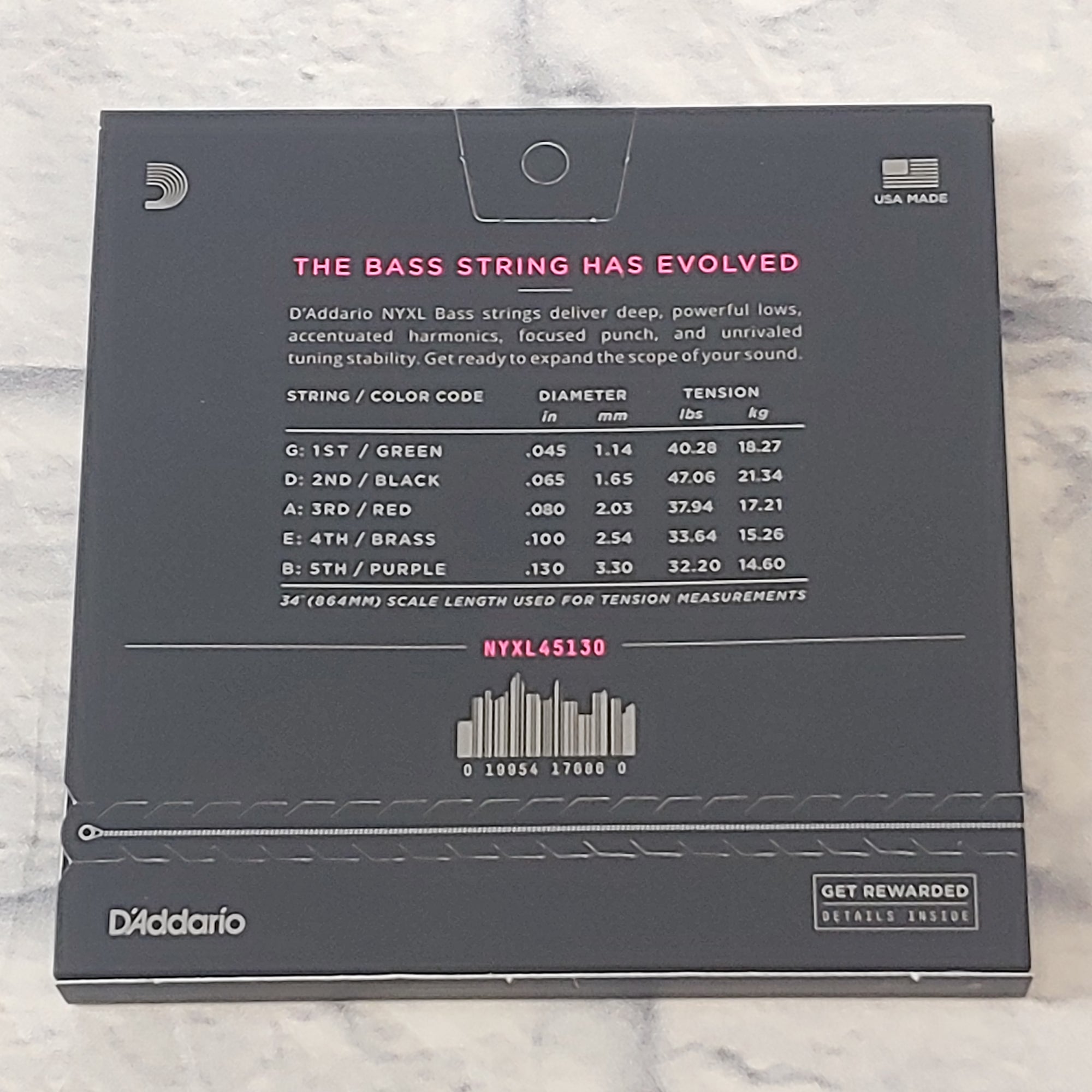 D'Addario NYXL Long Scale 5 String 45-130 Electric Bass Strings