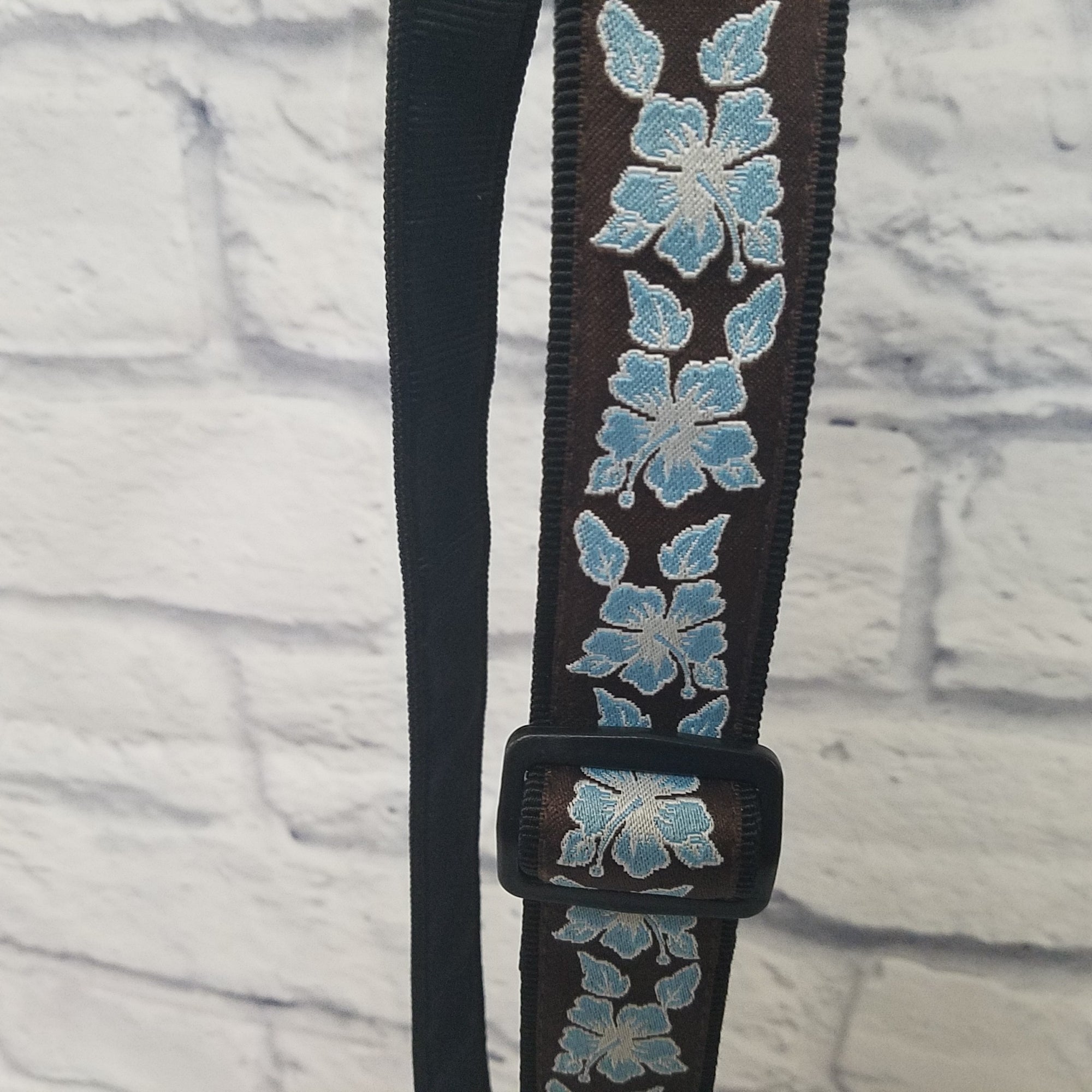 D'Addario 1.5" Uke Strap Brown/Blue Flowers