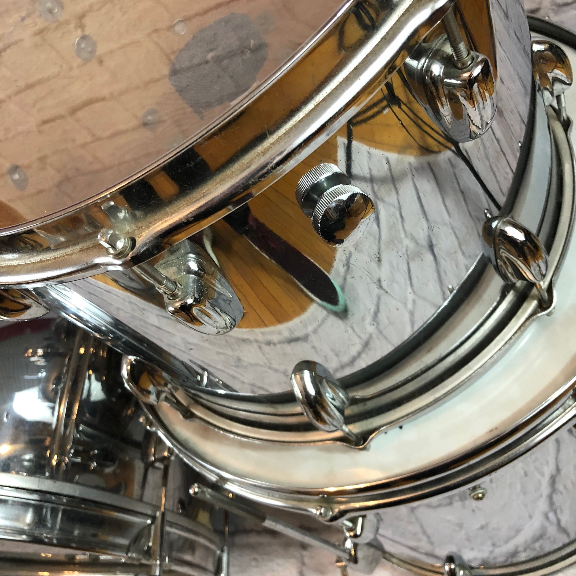 1970s Vintage Slingerland 5pc Chrome over Maple Drum Set 24/18/14/14/13