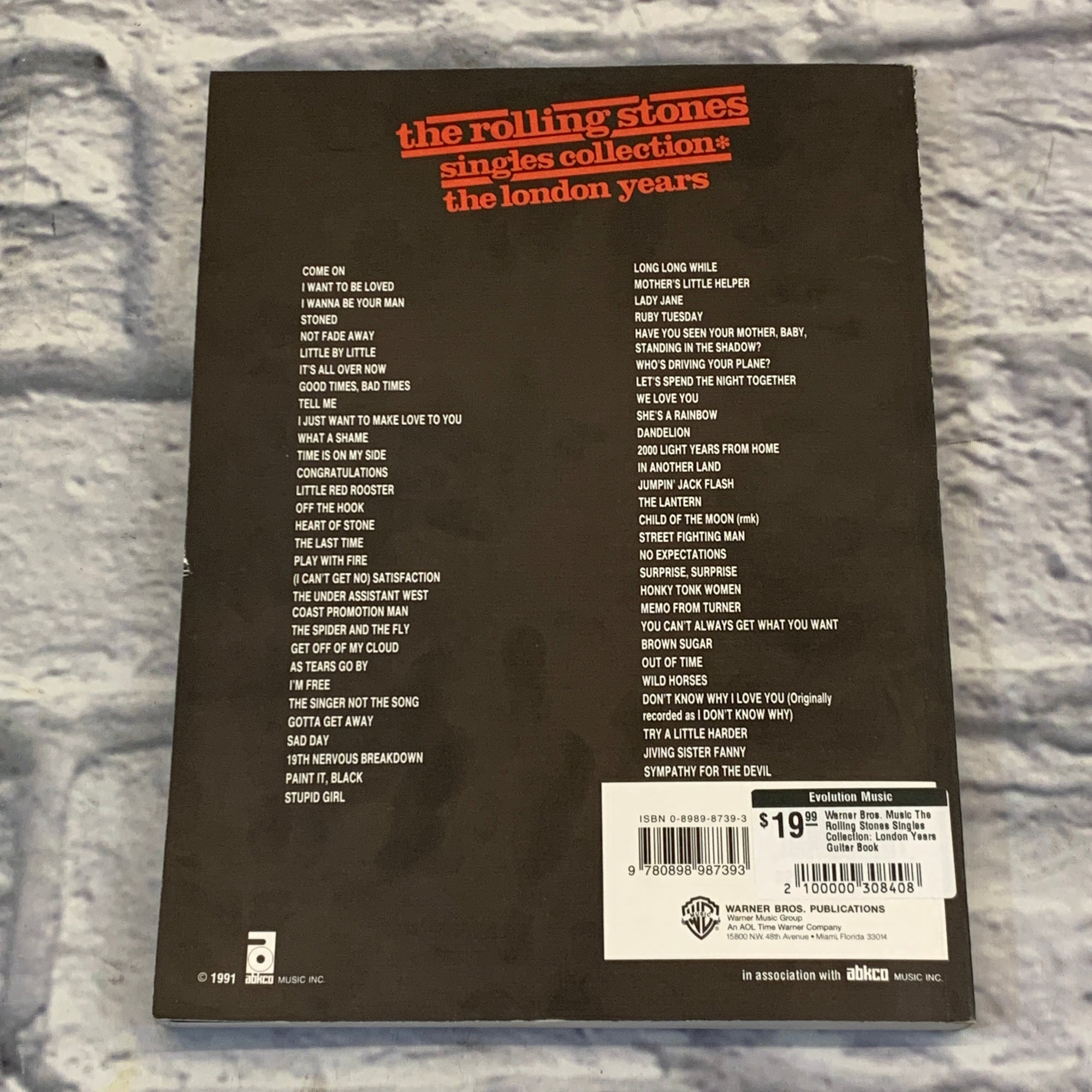 Warner Bros. Music The Rolling Stones Singles Collection: London Years Guitar Book