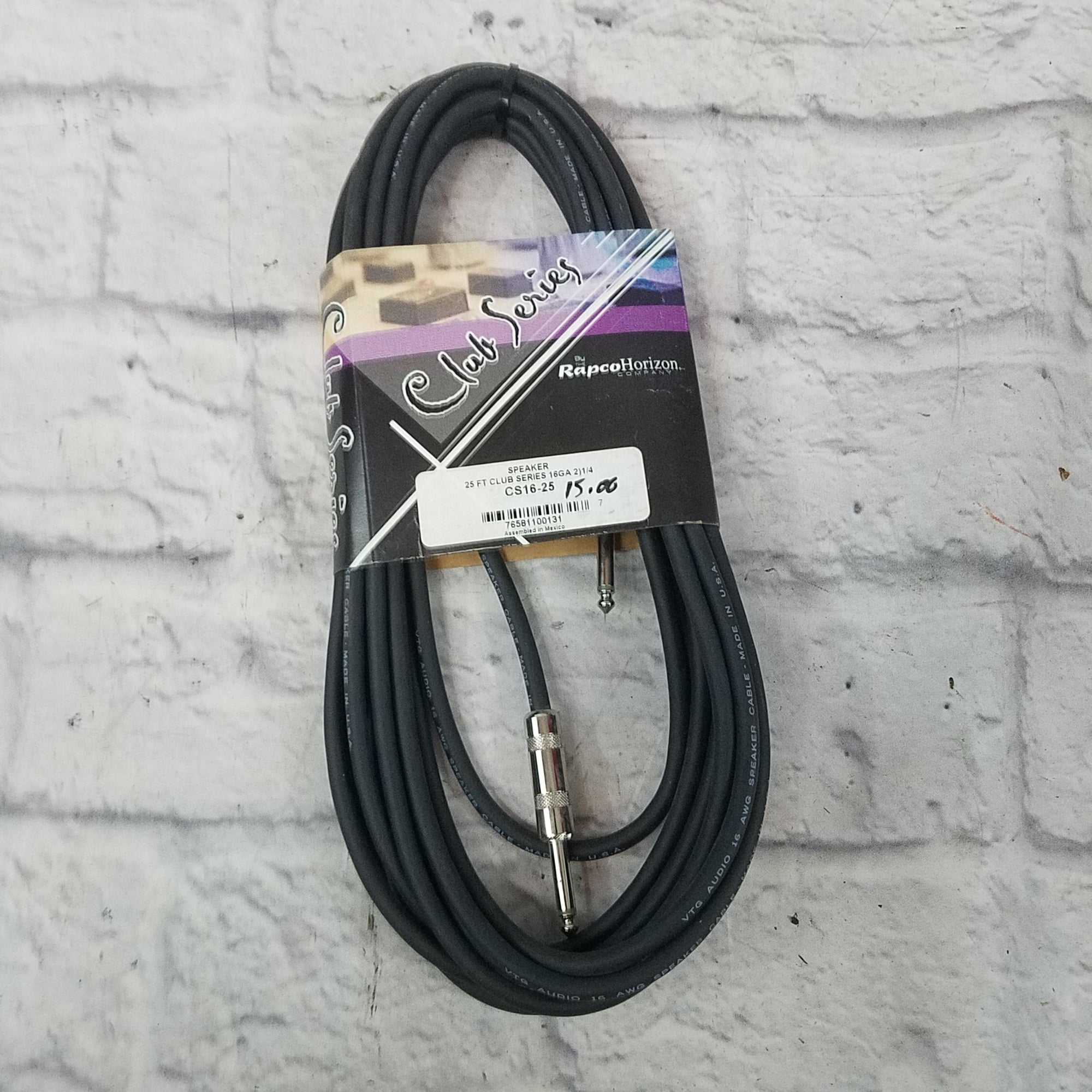 Rapco Horizon CS16-25 Club Series 25ft Speaker Cable