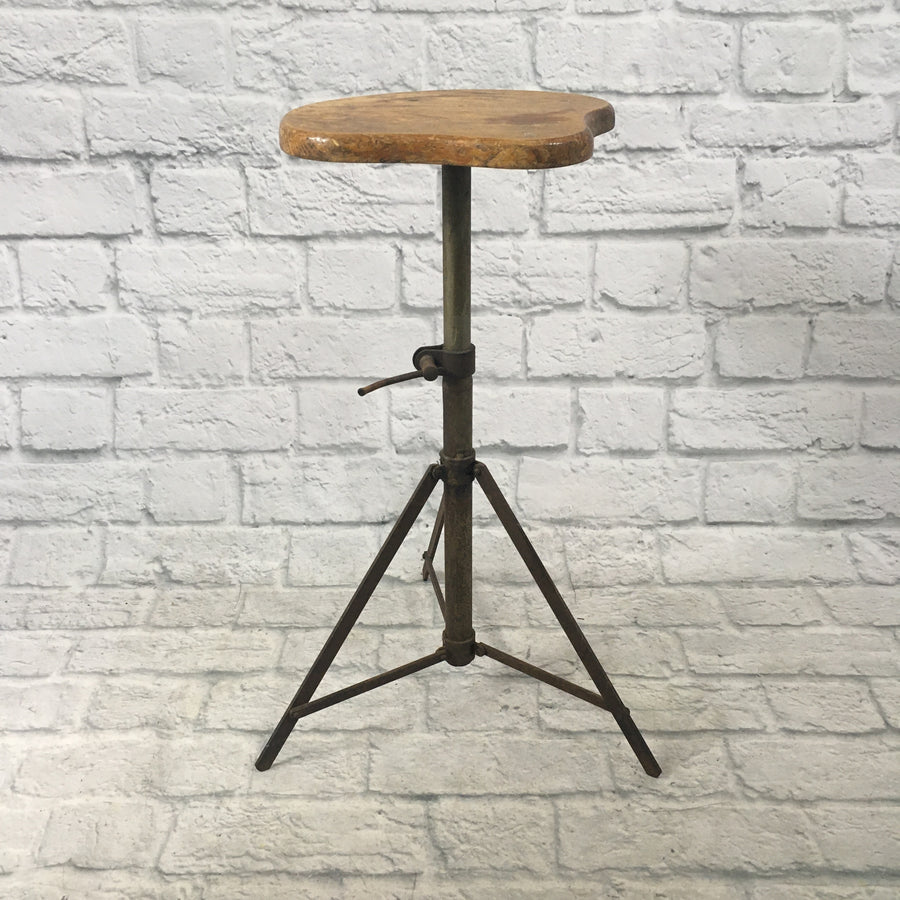 Walberg & Auge Vintage Stool/Throne with Wood Seat - Nickel Plating