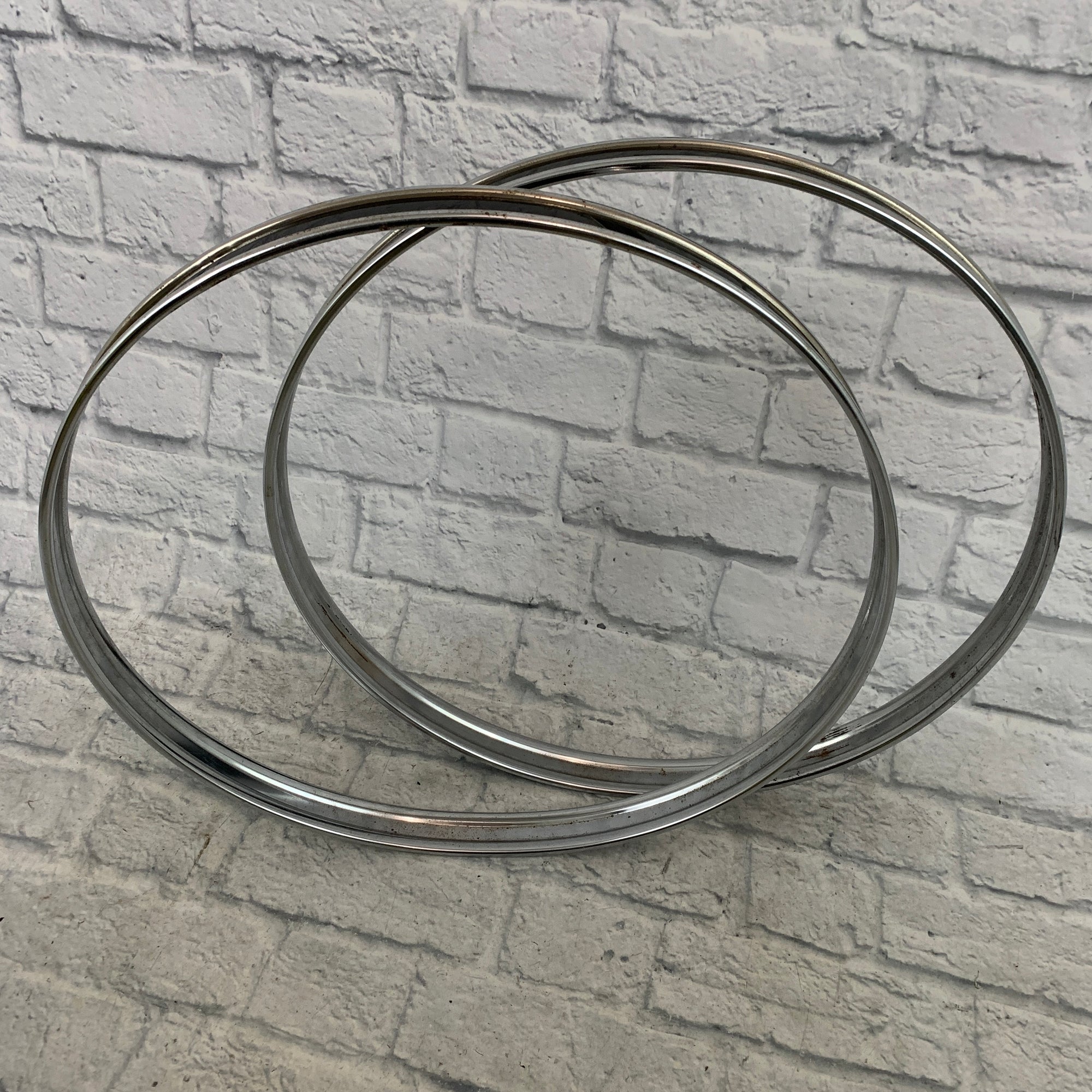Unbranded 22" Metal Bass Drum Hoops Pair (Chrome with Black Inlay)