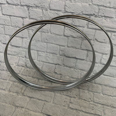 Unbranded 22" Metal Bass Drum Hoops Pair (Chrome with Black Inlay)