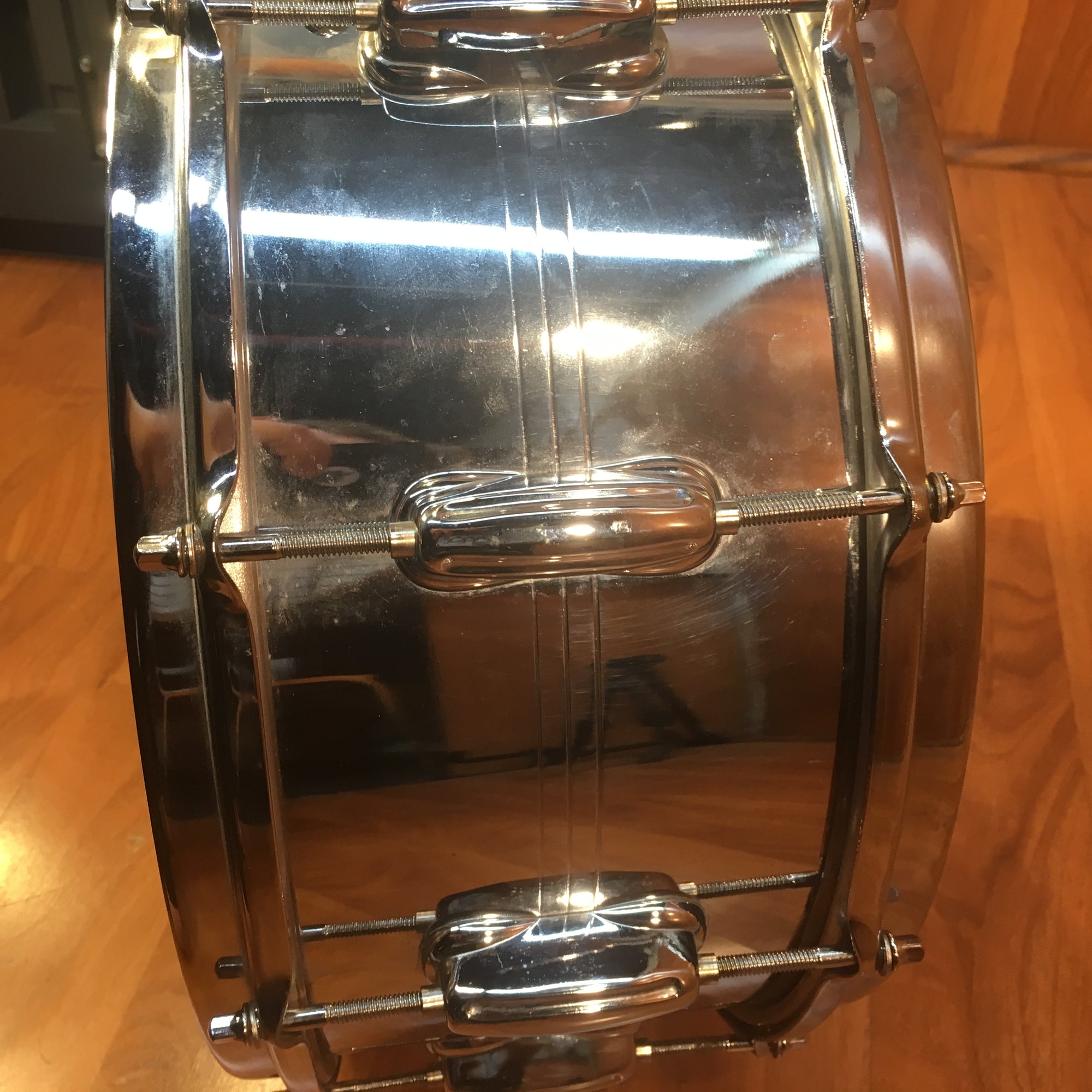 Late 80s Slingerland 14 x 6.5 Chrome Snare 10 Lug Gene Krupa