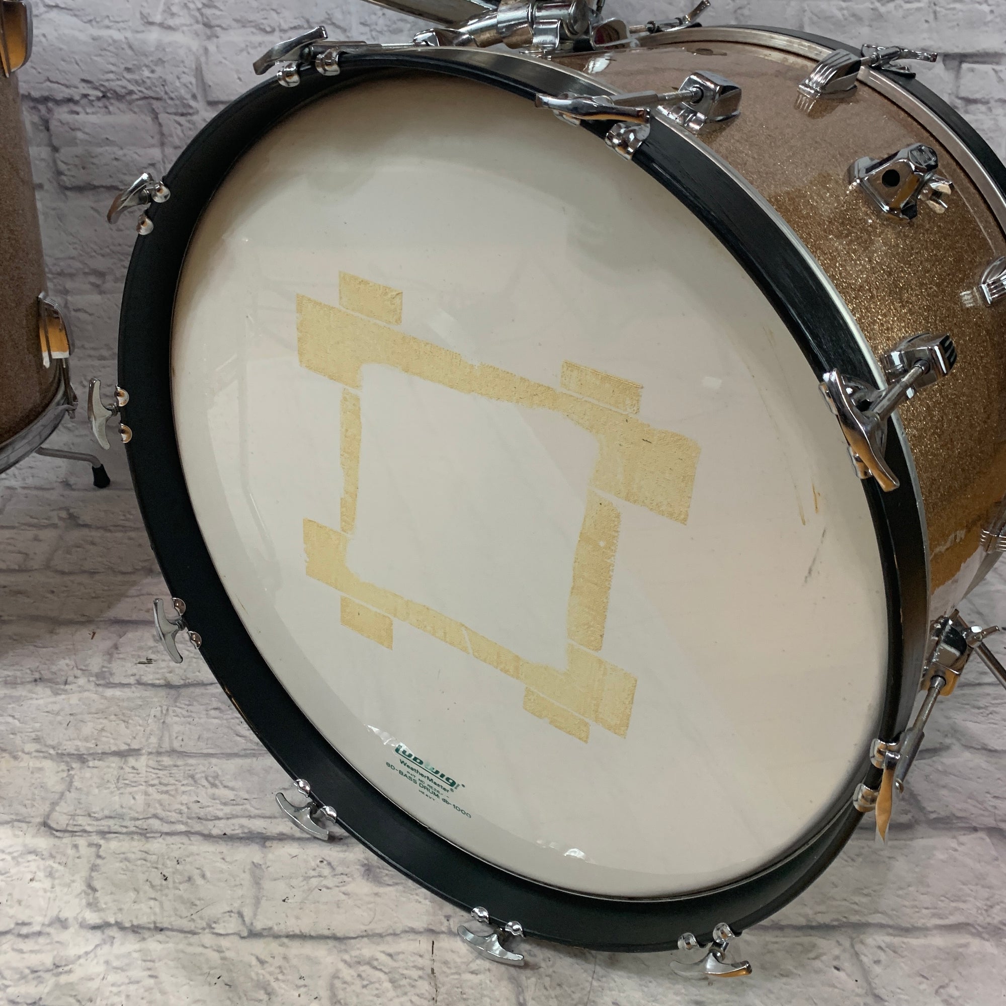 Vintage 1966 Ludwig Champagne Sparkle 3 Piece Drum Kit
