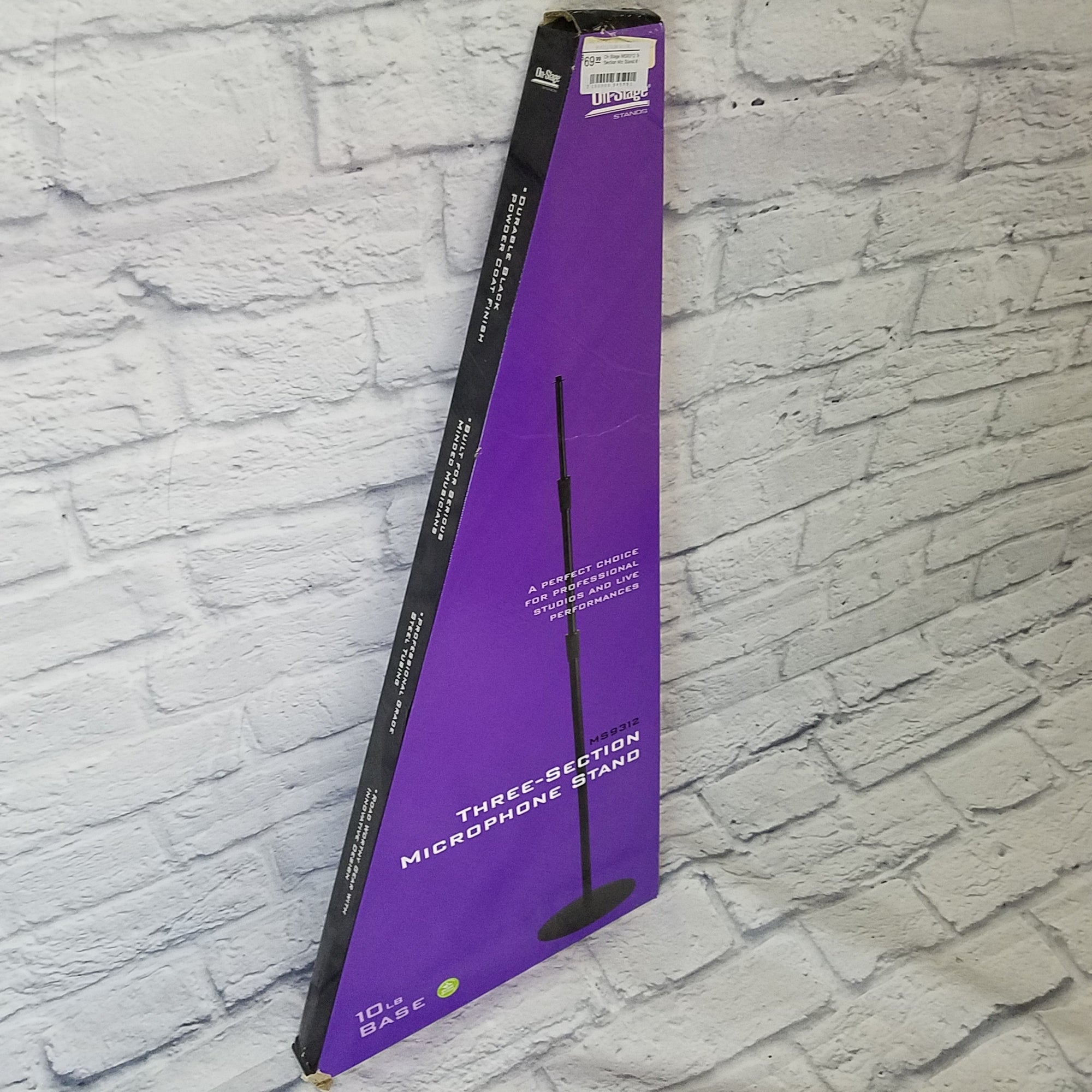 On Stage MS9312 3-Section Mic Stand 8 ft.