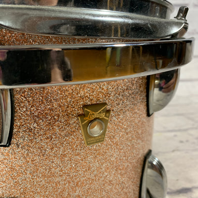 Vintage 80s Ludwig 10 x 8 Keystone Badge Champagne Sparkle Tom