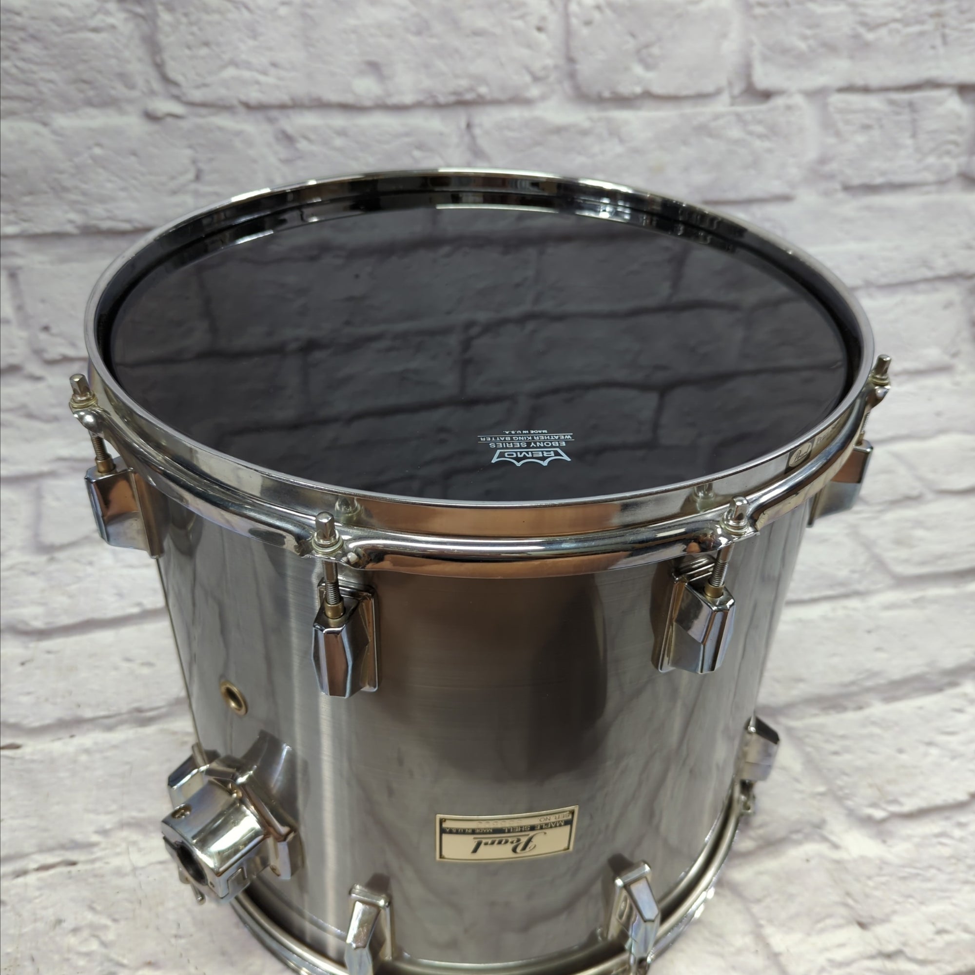 Pearl Maple Shell Made in USA 15x14 Tom Brushed Silver Metallic - Late 80s Early 90s