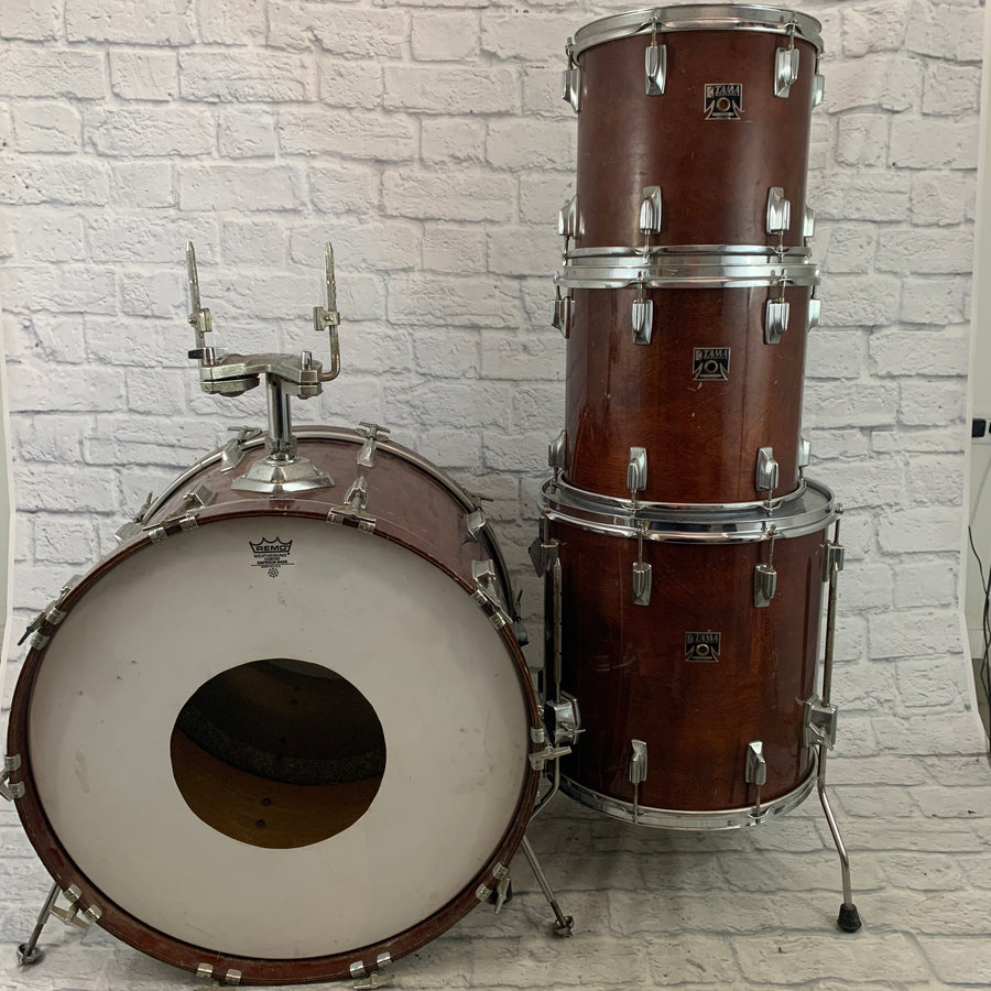 Vintage 80s Tama Superstar 4pc Mahogany Drum Kit 24 16 13 12