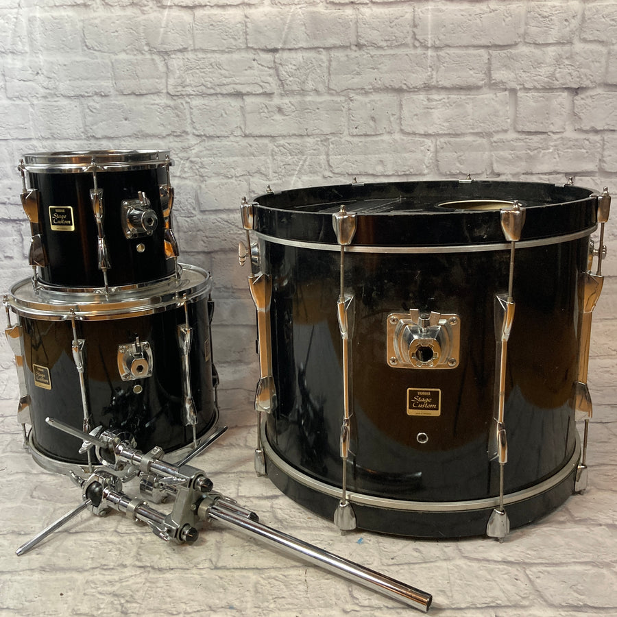 Yamaha Stage Custom 3 Piece Black Drum Kit