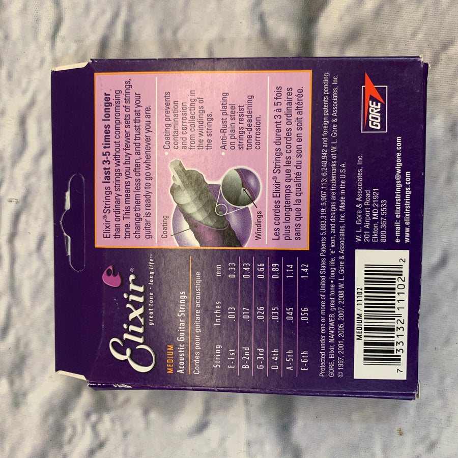 Elixir Nanoweb 80/20 Bronze Light 12-53 3-Pack Acoustic Guitar Strings