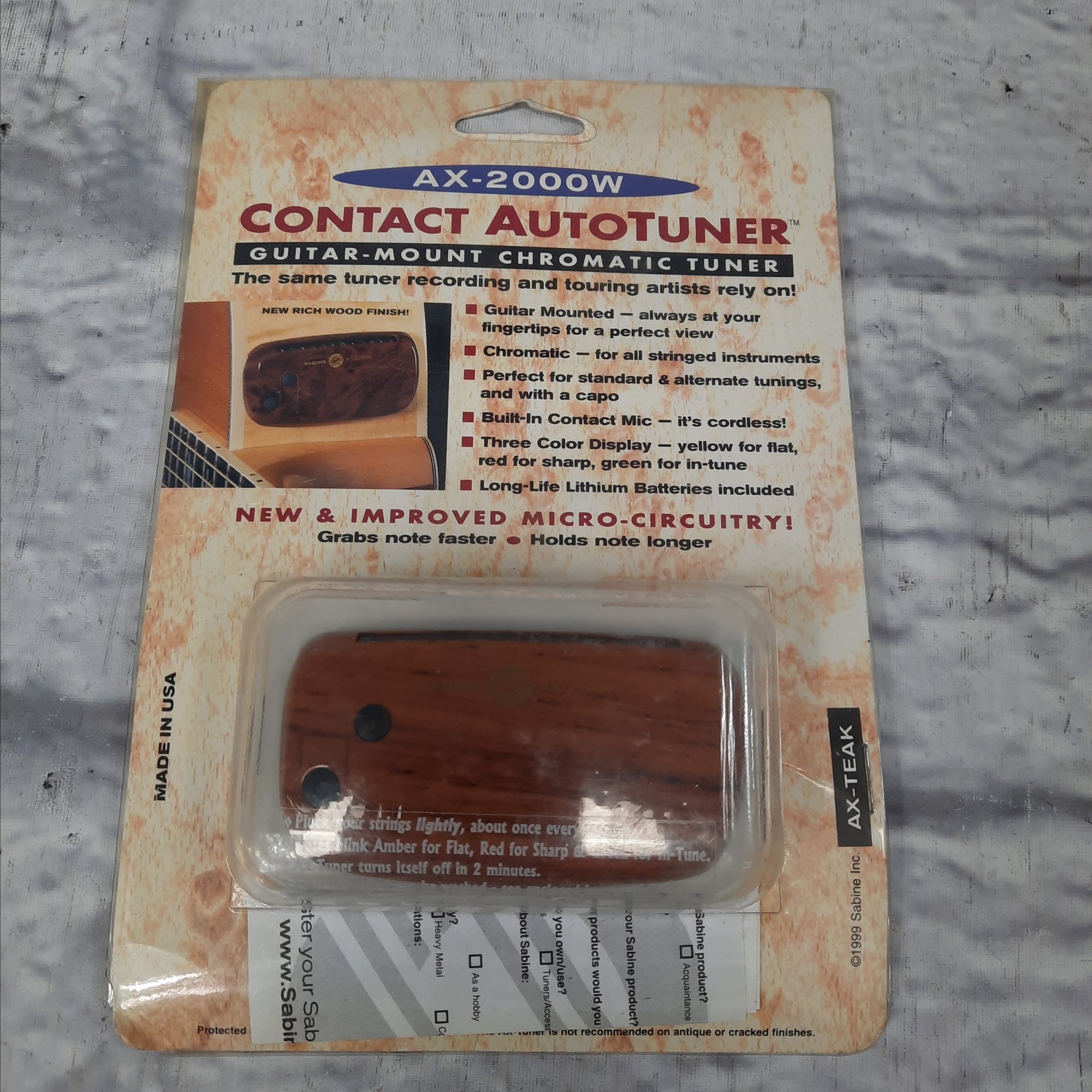 Sabine AX-2000W Contact AutoTuner Guitar-Mount Chromatic Tuner
