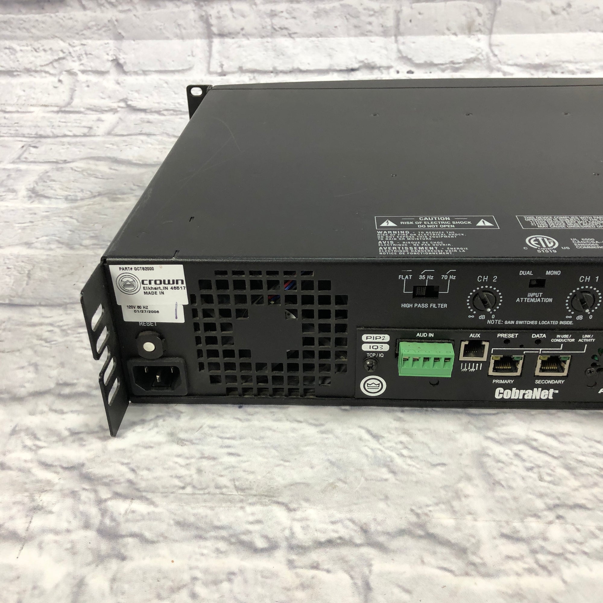 Crown CTS-2000 Power Amp with PIP-USP/CN CobraNet Card - Evolution
