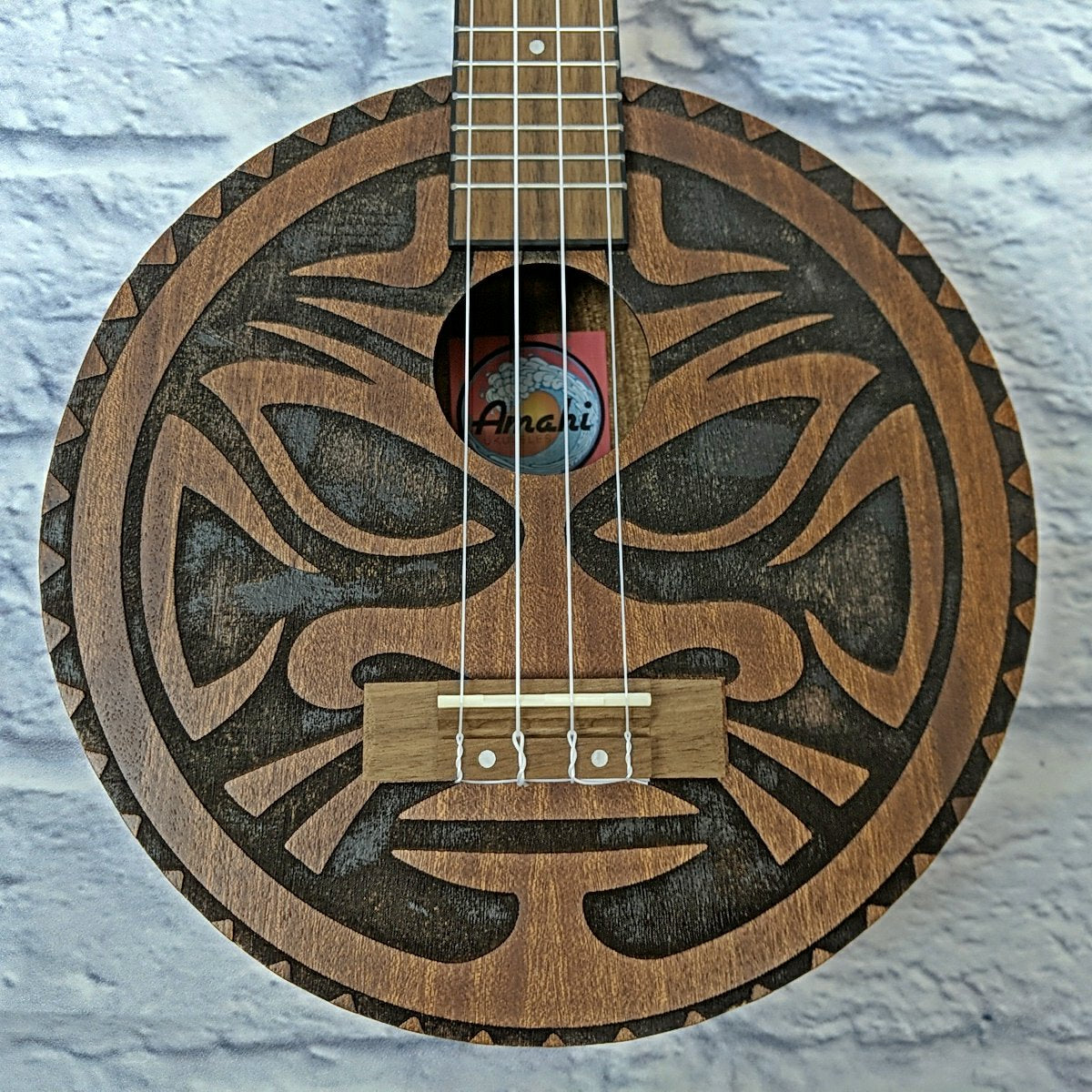 Amahi UKC-LR3 Round Body Mahogany Concert Aztec Ukulele