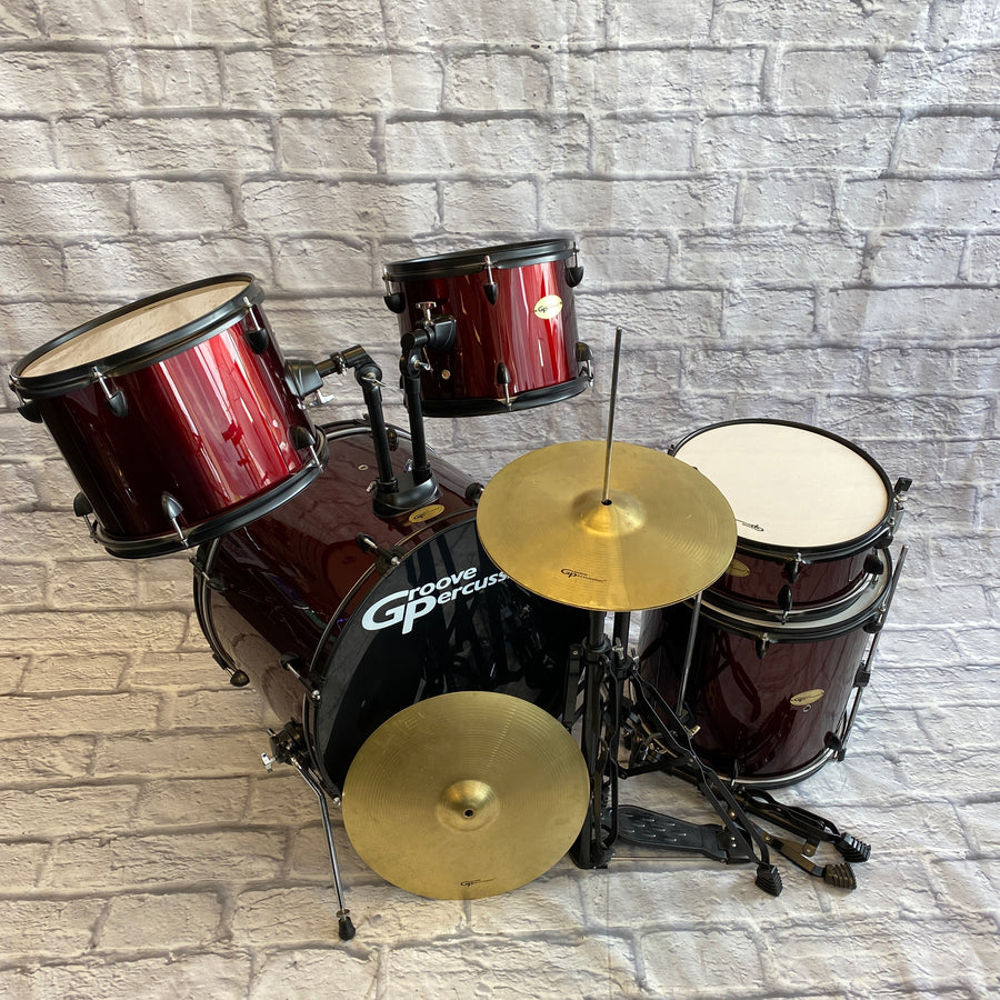 Groove Percussion 5 Piece Drum Kit Wine Red w/ Hardware