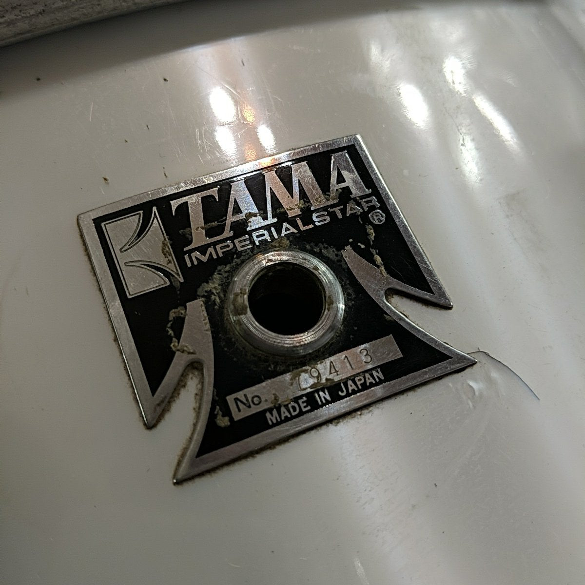 Vintage Tama Imperialstar 26 x 14 Bonham Bass Drum - 1970s MIJ Royal Pewter Metallic White