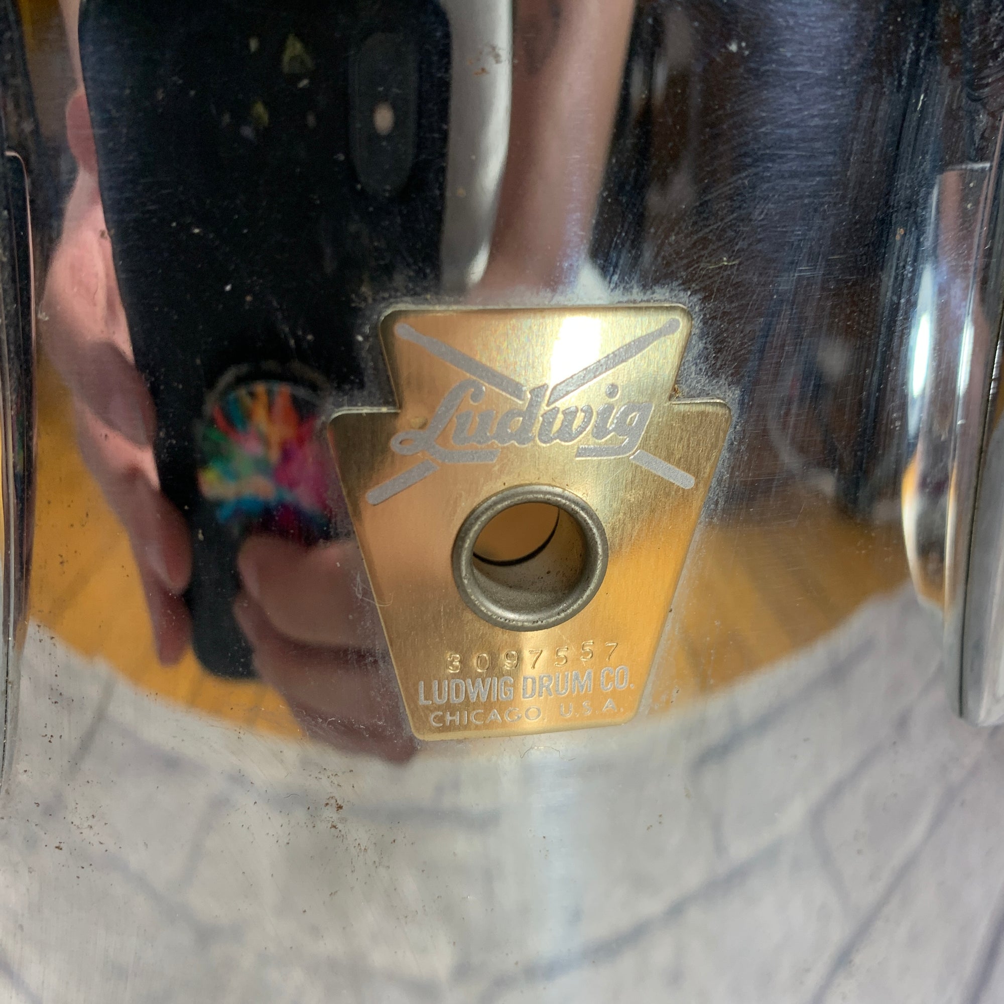 80s Ludwig Transition Badge Chrome over  Wood Rack Tom