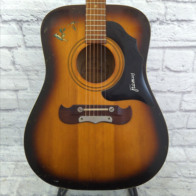 Vintage 1960s Framus Texan Sunburst Acoustic Guitar