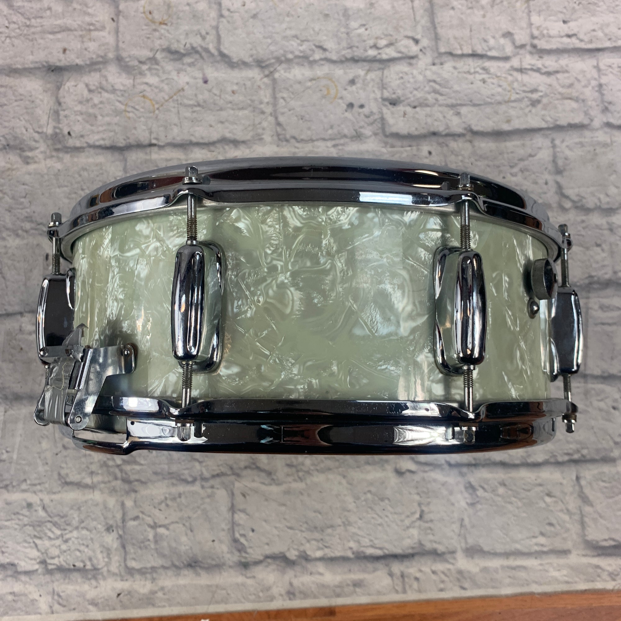 Vintage 1967 Slingerland Gene Krupa 14x5.5 Snare - White Marine Pearl
