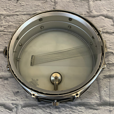 Ludwig No. 404 Acrolite 5x14" Aluminum Snare with Pointed Blue/Olive Badge 1970s