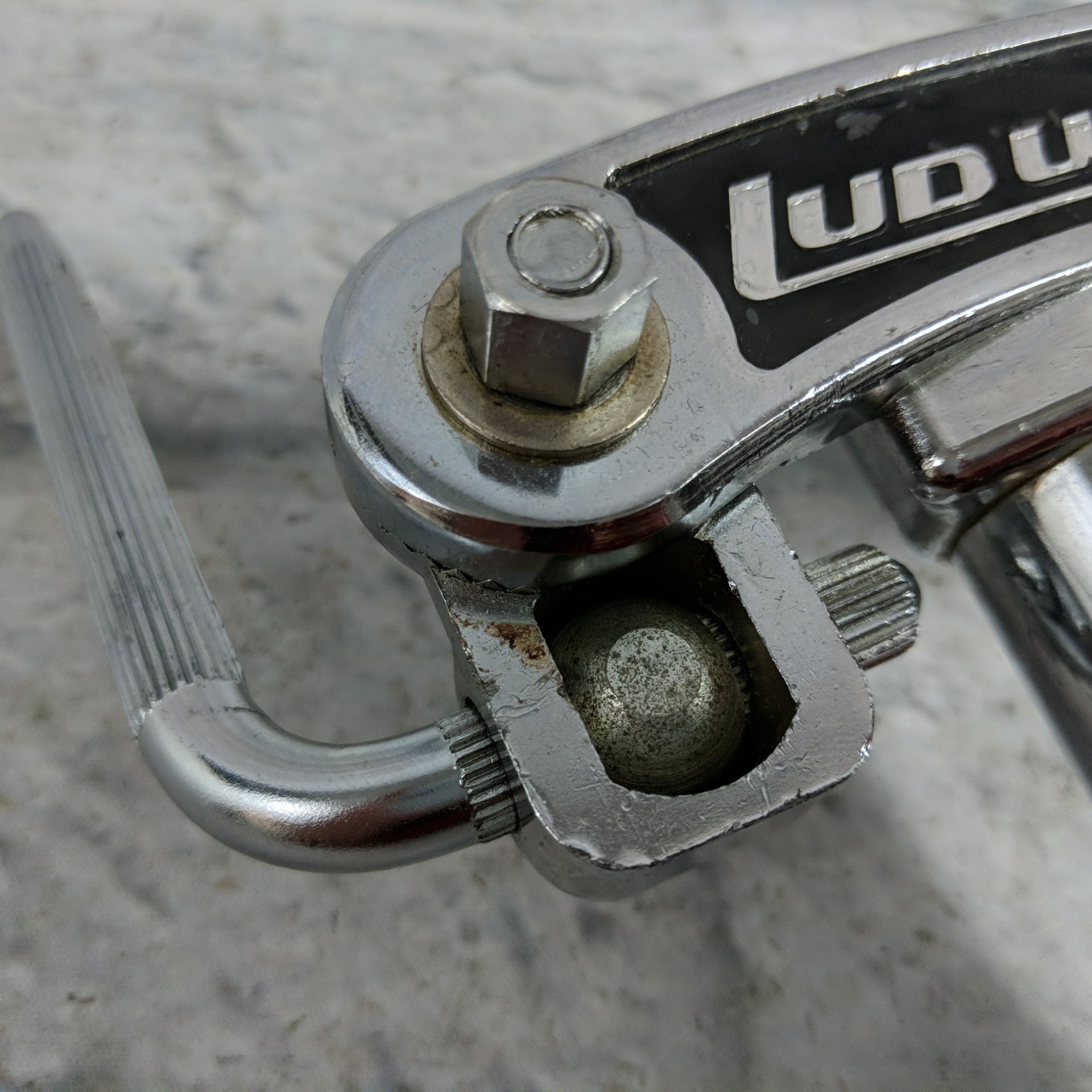 ** Vintage Ludwig Double Tom Drum Mount Vintage 70s Chrome L-Arm Holder Super Classic