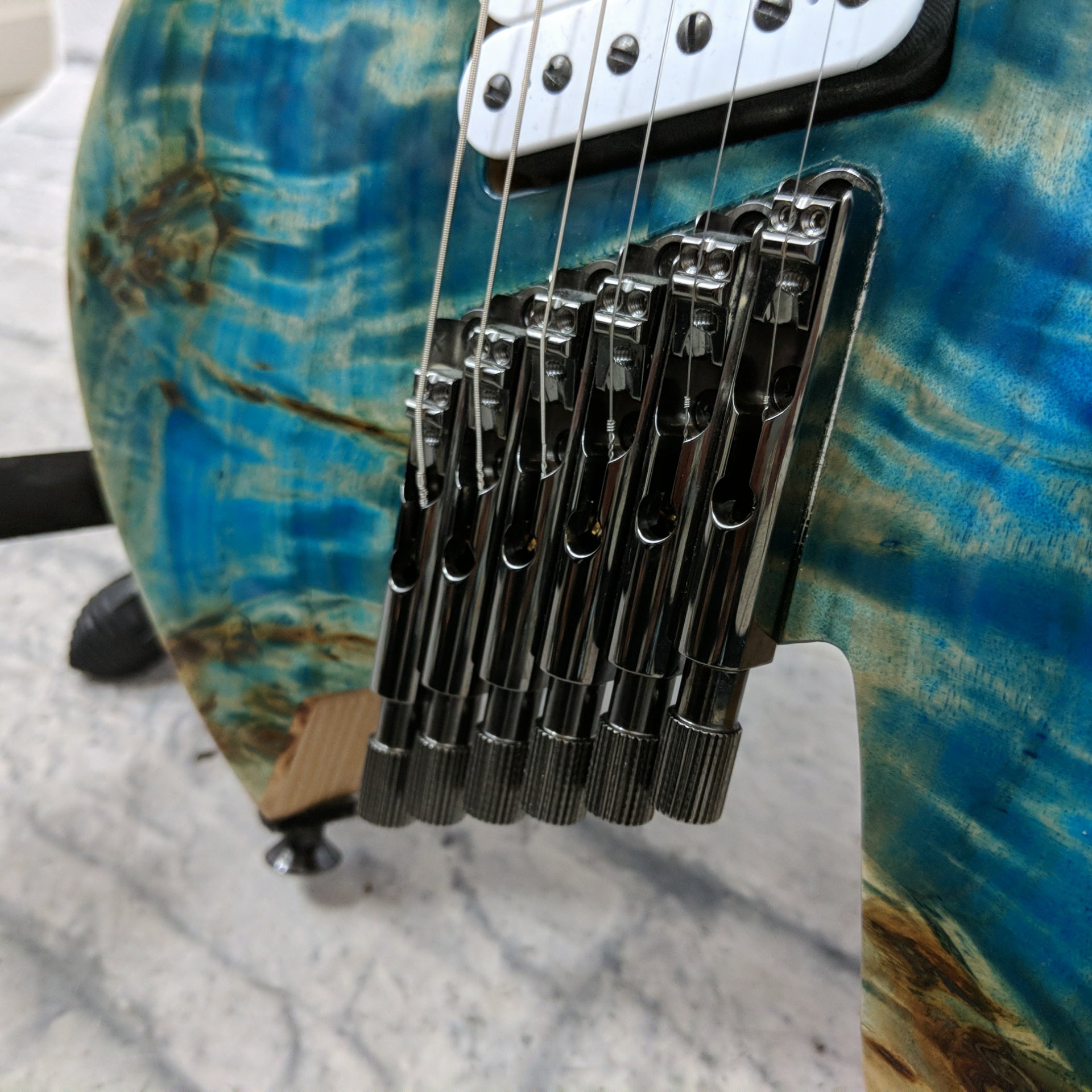 Blackat HSA Poplar Burl Trans Blue over 3pc Black Limba 6 String Electric Guitar