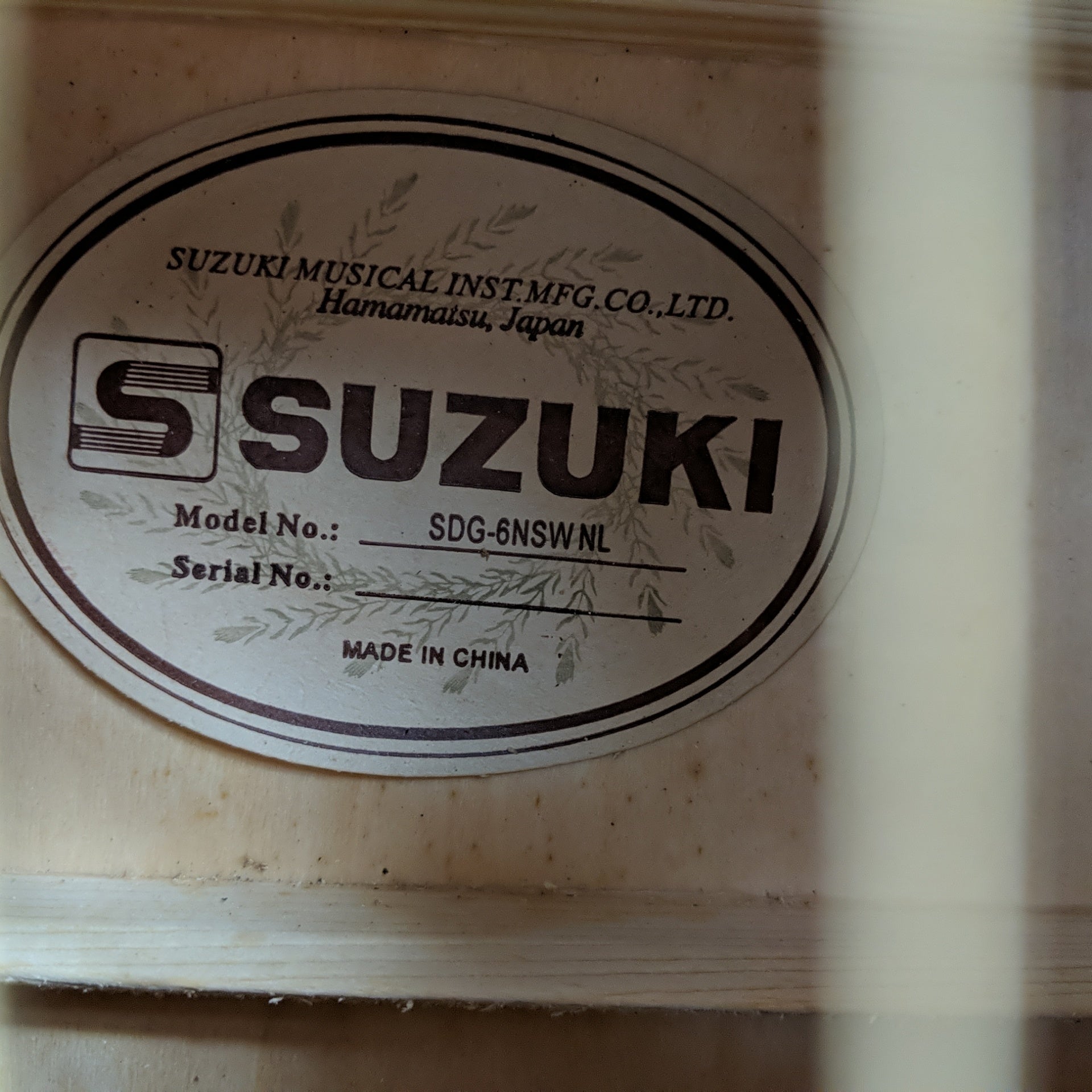 Suzuki SDG-6NSW NL Acoustic Guitar - Natural with BAG - New Old Stock!