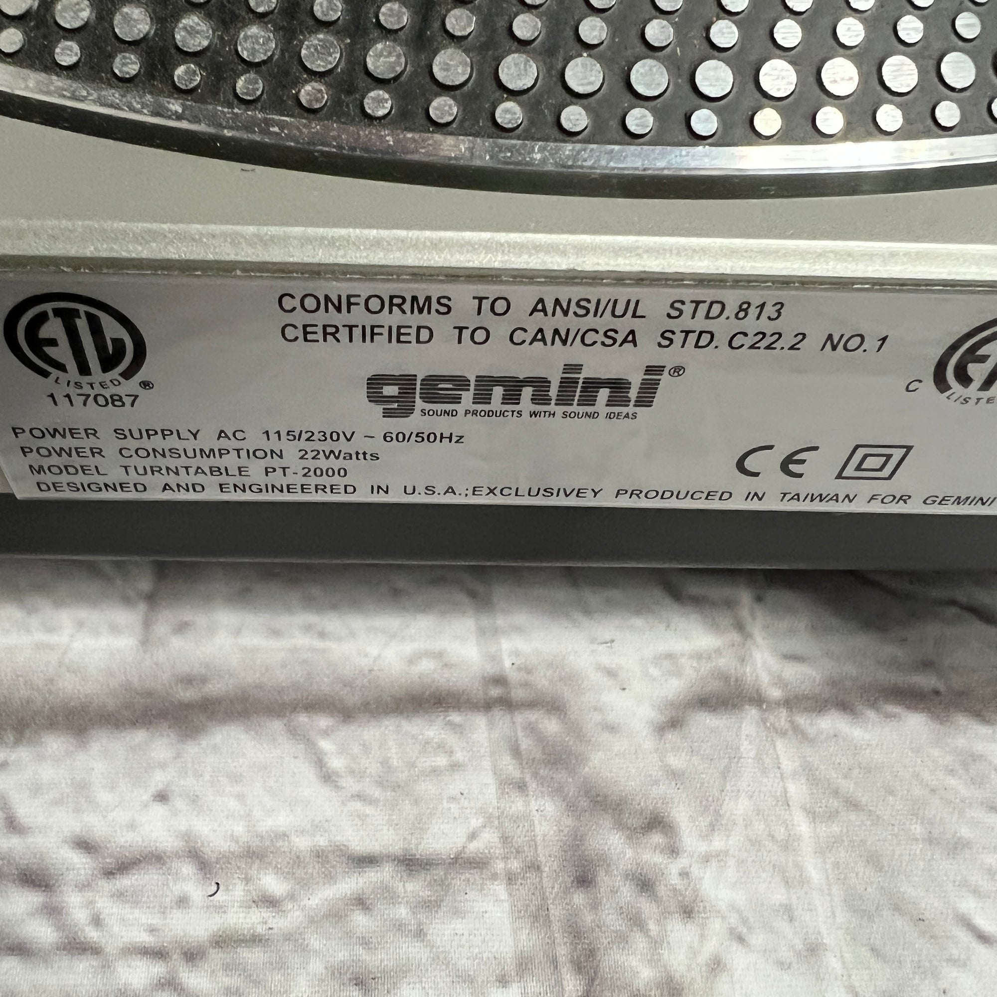 Gemini PT-2000 Direct Drive Turntable