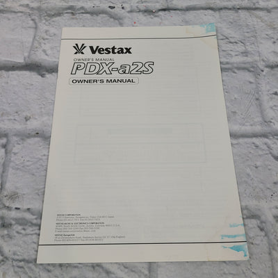Vestax PDX-a2s Direct Drive Turntable Manual