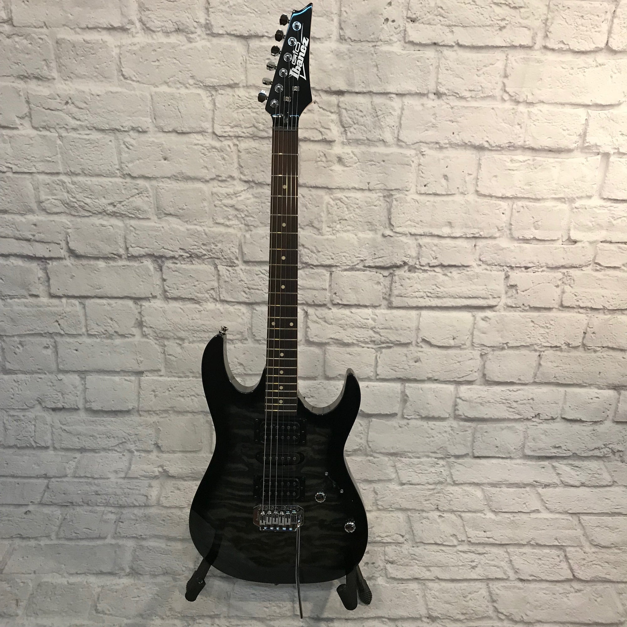 ** Ibanez GIO Series GRX70QA Electric Guitar Transparent Black Burst