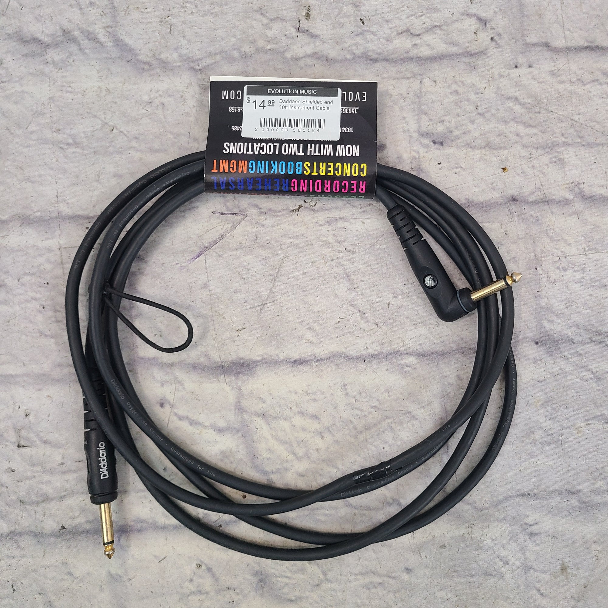 Daddario Shielded end 10ft Instrument Cable