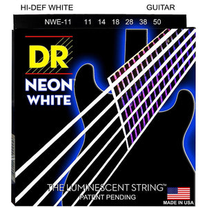 DR Strings Heavy Hi-Def NEON WHITE Coated Electric 11-50