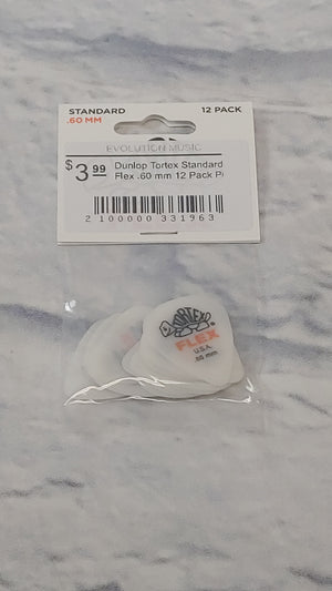 Dunlop Tortex Standard Flex .60 mm 12 Pack Picks