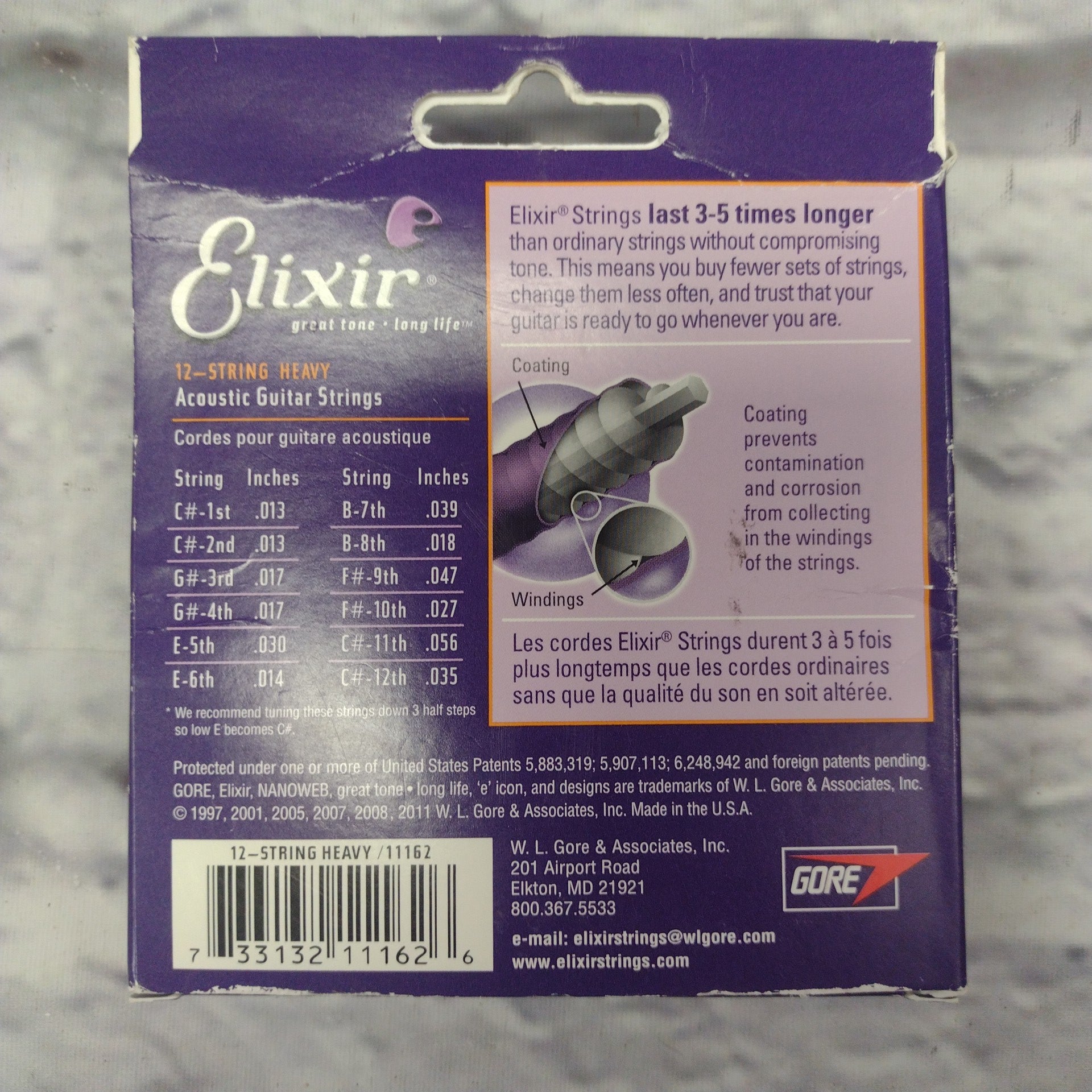 Elixir Nanoweb 12-String Heavy 13-56 Acoustic Guitar Strings