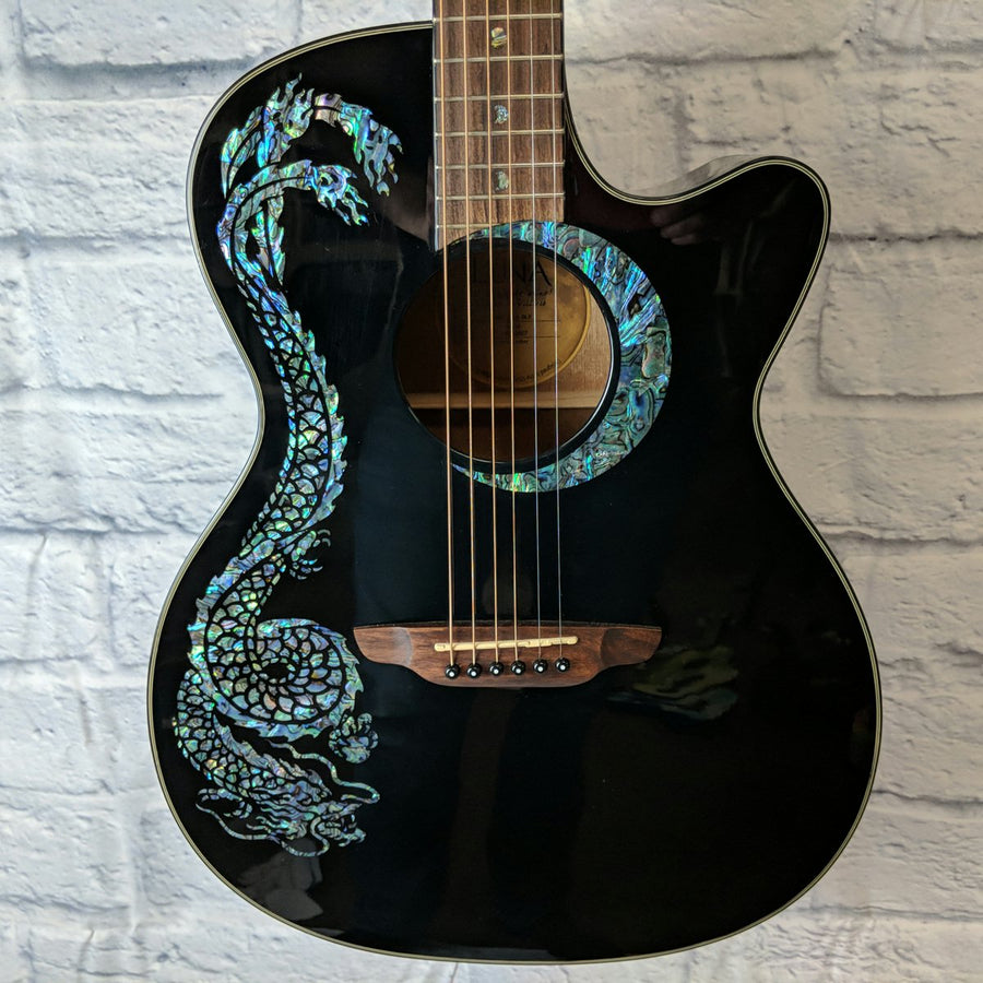Luna FAU-DRA-BLK Fauna Dragon Black Acoustic/Electric Guitar