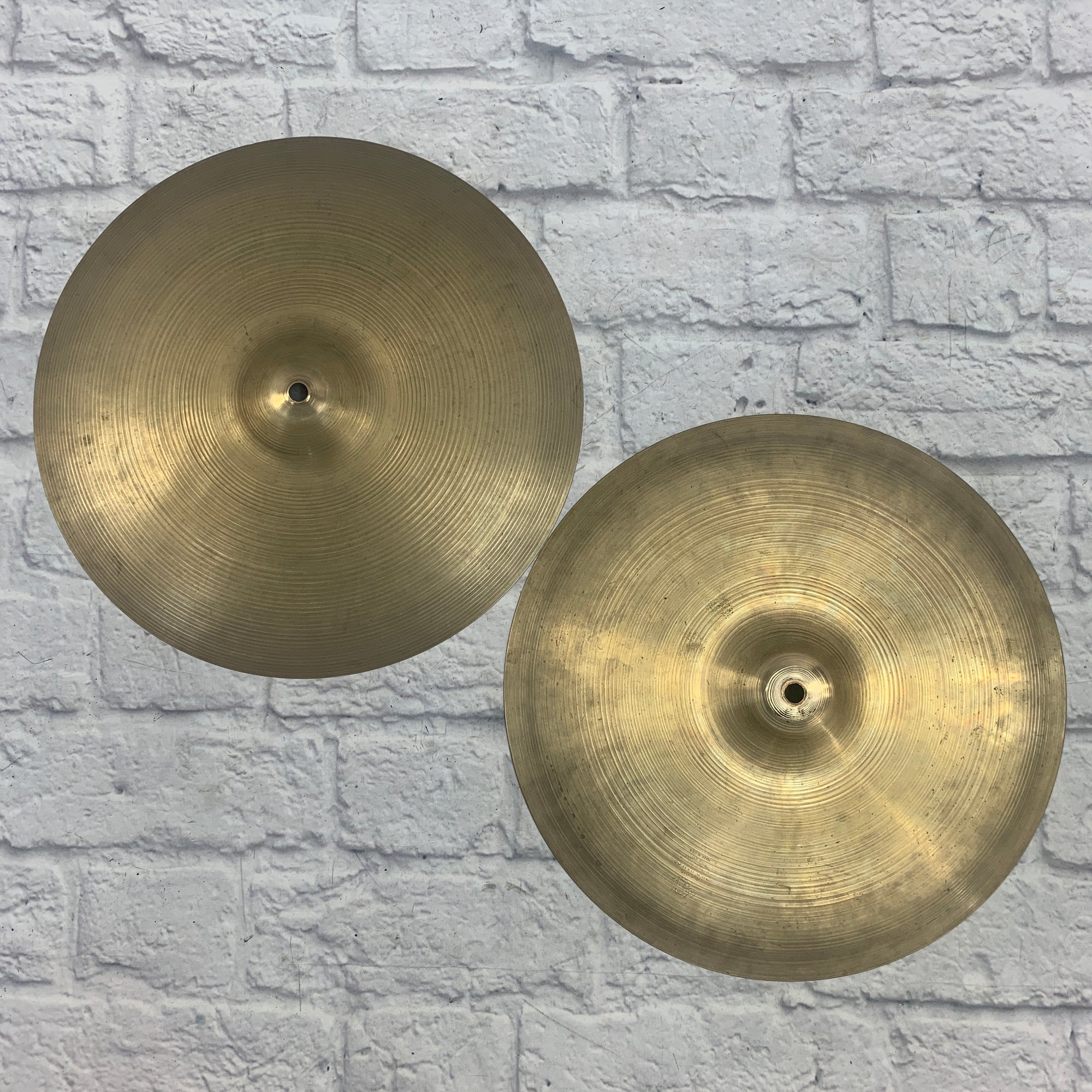 Vintage 1960s Zildjian 15in New Beat Hi Hat Cymbal Pair