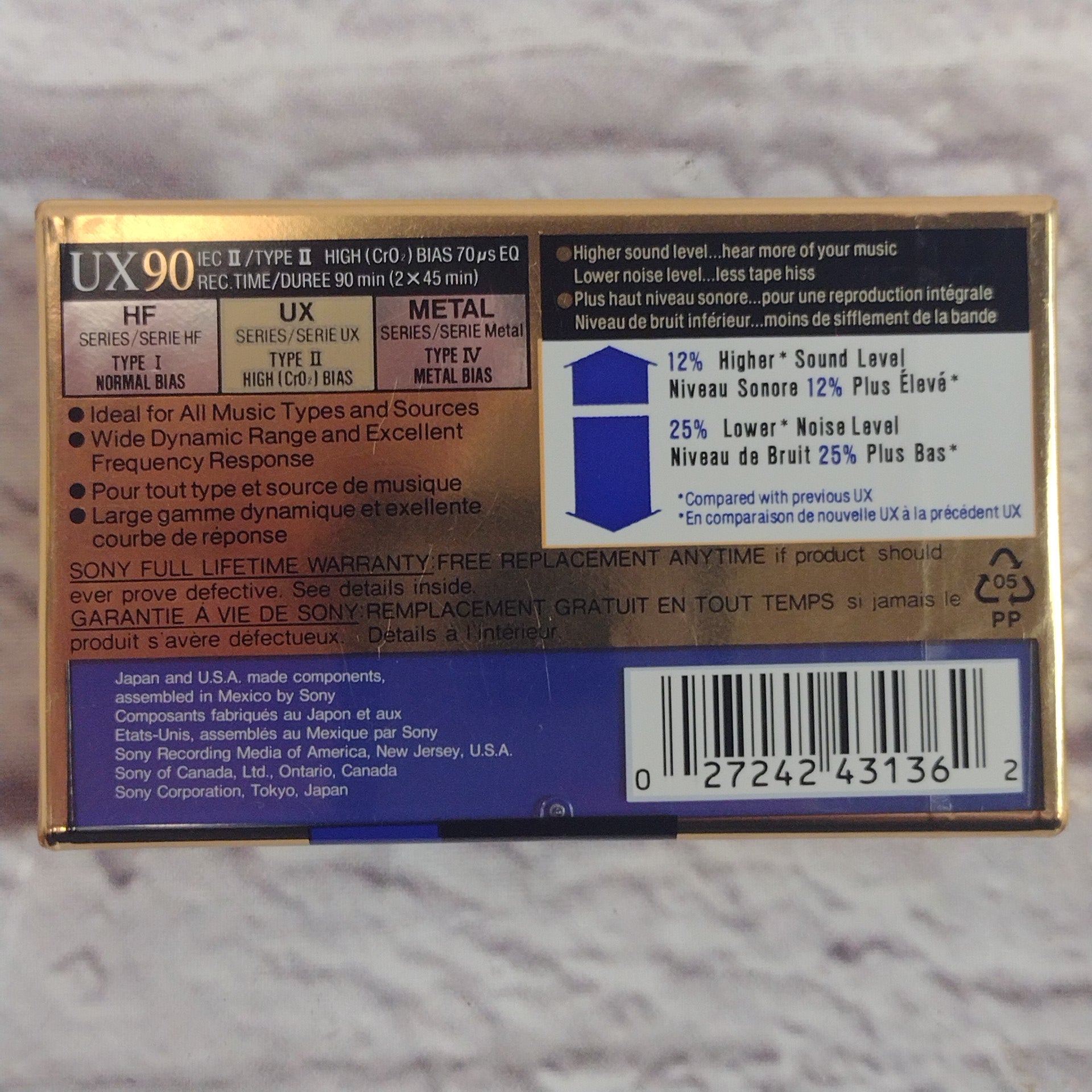 Sony UX Type II 90 Minute High Bias Audio Cassette